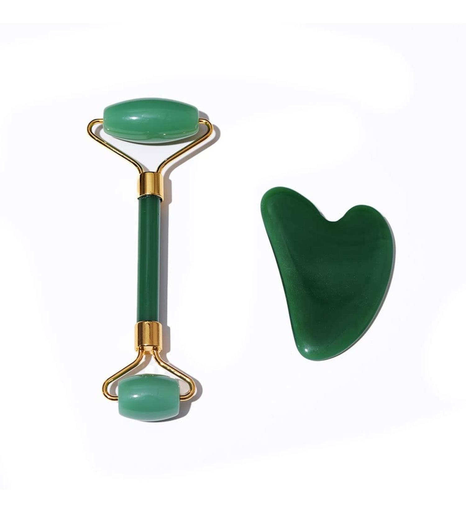 Natural Jade Roller Facial Massager Facial Eye Tendon Beauty Lift Firming face-Lift Set (Color : Dark Green) - Buy Online on GoSupps.com