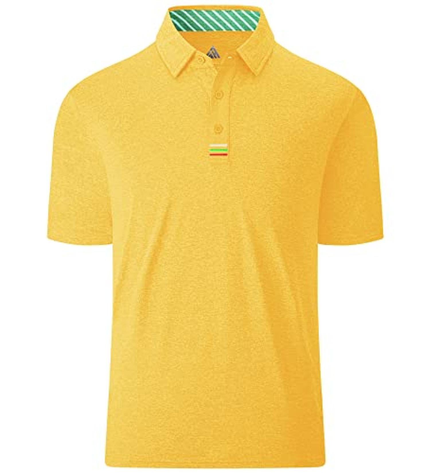 VALANCH Men's Sport Polo Shirt - Moisture-Wicking Collared Tennis Tee - Large (Yellow) - Buy Online on GoSupps.com
