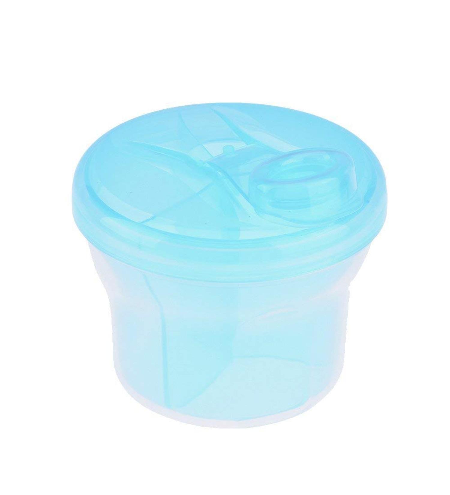 Non-Spill Rotating Milk Powder Dispenser - Portable 3 Compartment Snack Box for Infant/Newborn - Blue - Buy Online on GoSupps.com