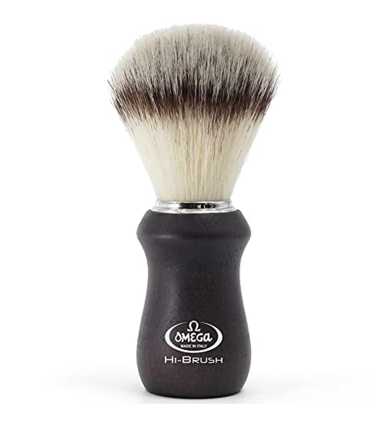 Synthetic hair shaving brush "Hi Brush" in black wood Omega