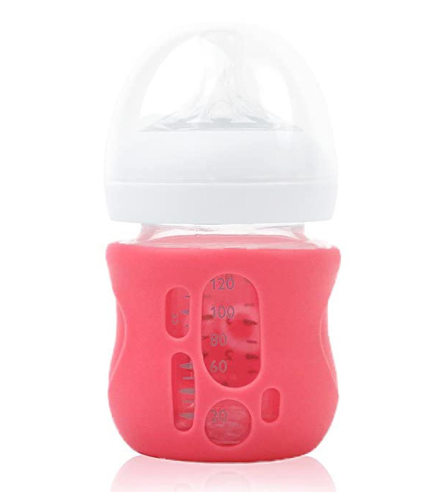 OlaBaby Glass Bottle Cover for AVENT 120ml - Pink Silicone Break Protection & Protective Coral Cover - Buy Online on GoSupps.com