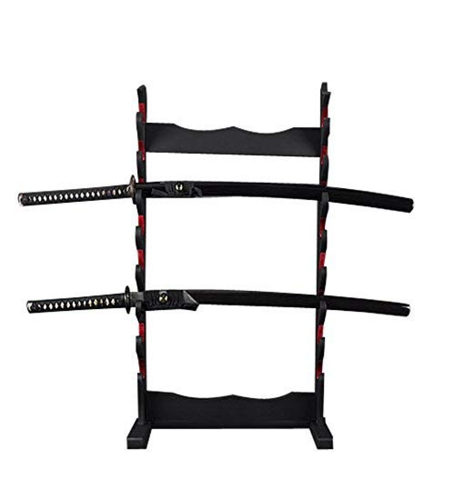 Handmade Sword - Black Wood 8 Tier Table Stand for Katana and Wakizashi Sword, Swords Display