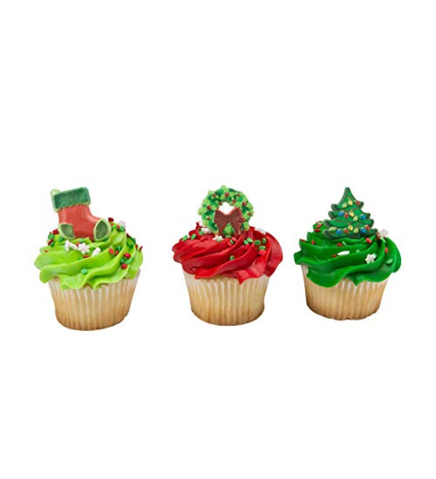 Whimsical Holiday Christmas Tree Wreath and Stockings Cupcake Topper Rings - Buy Online on GoSupps.com
