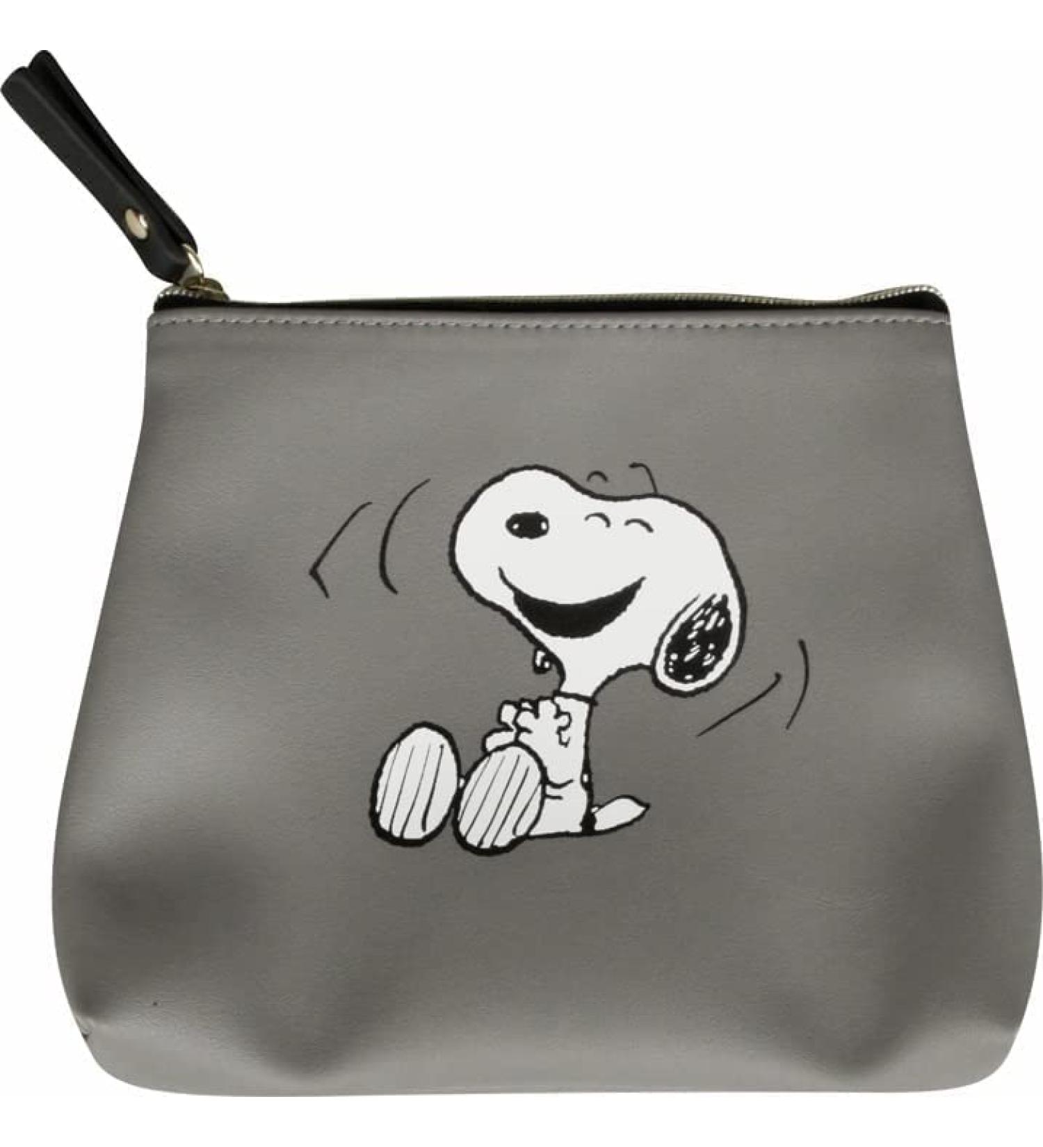 Capelli New York Peanuts Cosmetic Bag Snoopy Small Grey Pouch Beautybag