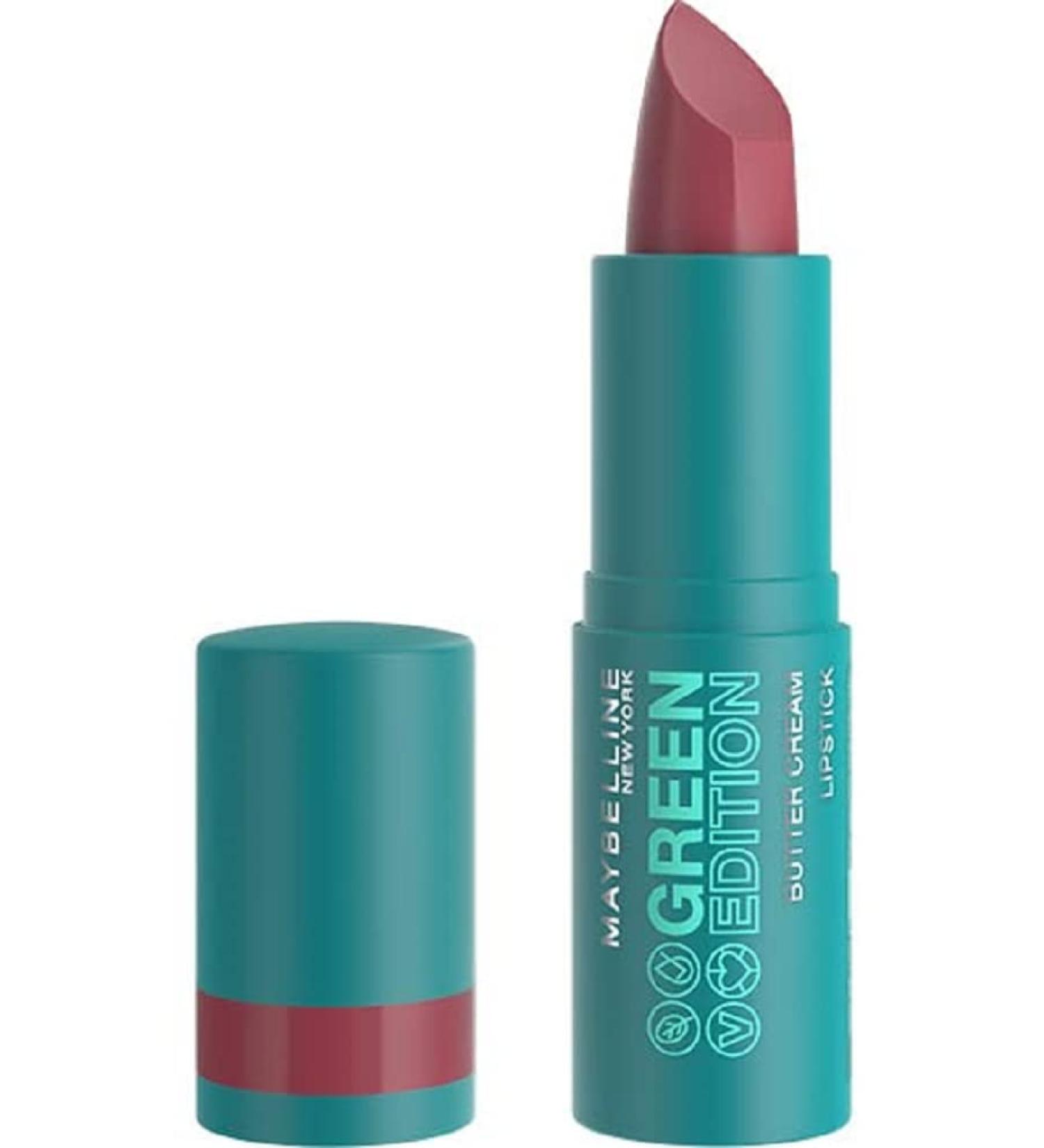  Maybelline Maybelline New York - Satin & Pigmented Lipstick - Enriched with Cocoa Butter - 86% Natural Ingredients - Vegan Formula - Butter Cream Green Edition - Shade: Lagoon (10) - Buy Online on GoSupps.com