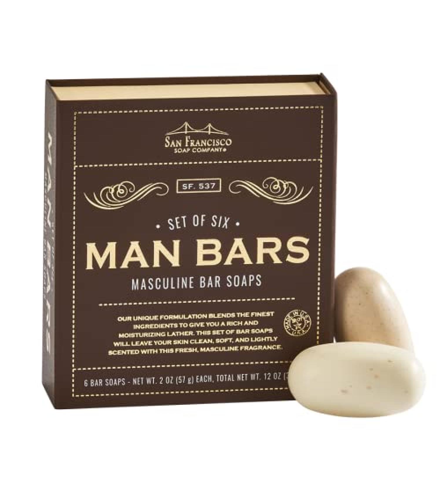 San Francisco Soap Men Soap Gift Set - 6 Manly Fragranced 2 Ounce Bars - Buy Online on GoSupps.com