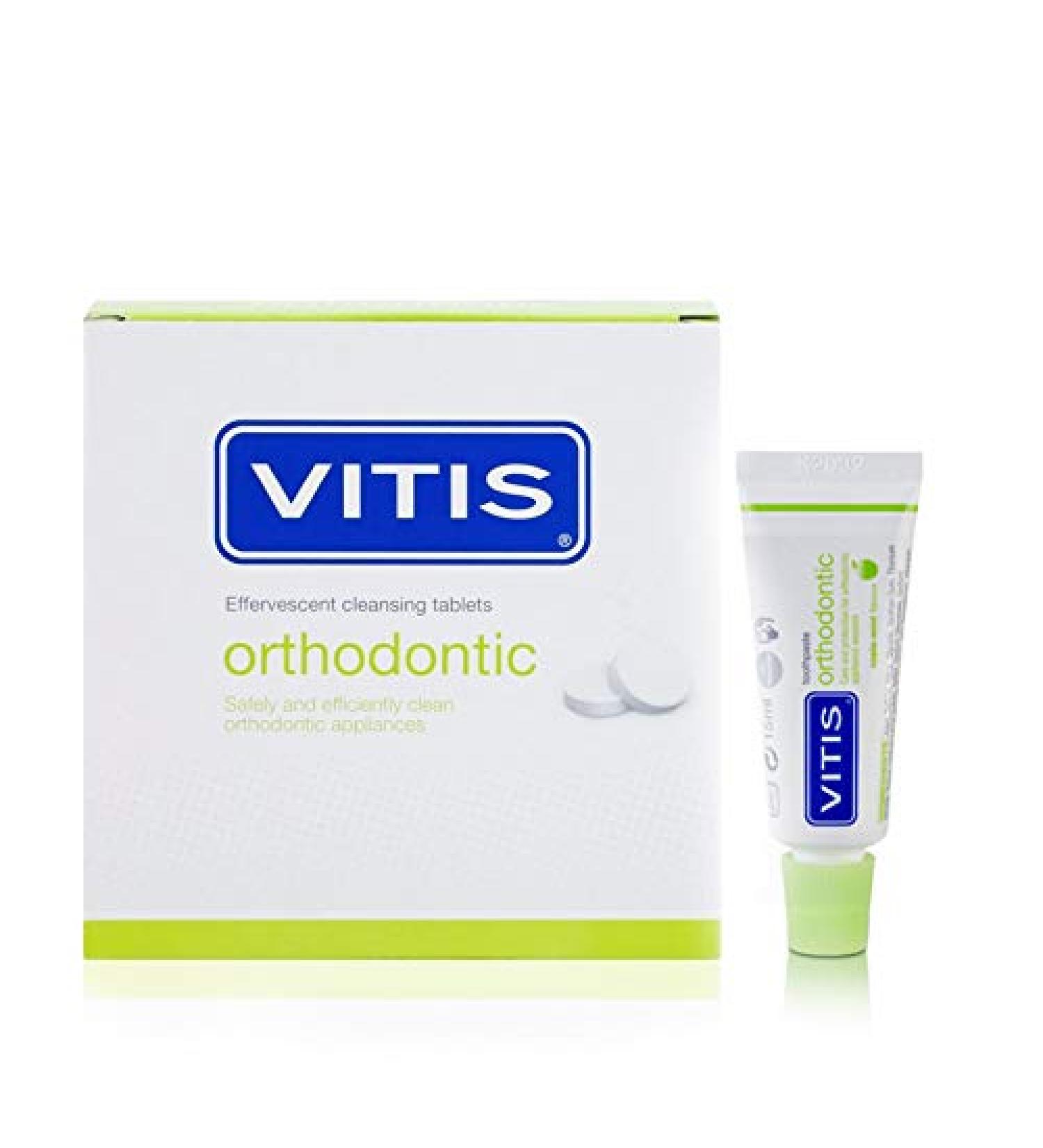 Vitis VITIS Pack of 32 orthodontic cleaning tablets with Vitis orthodontic toothpaste 15 ml