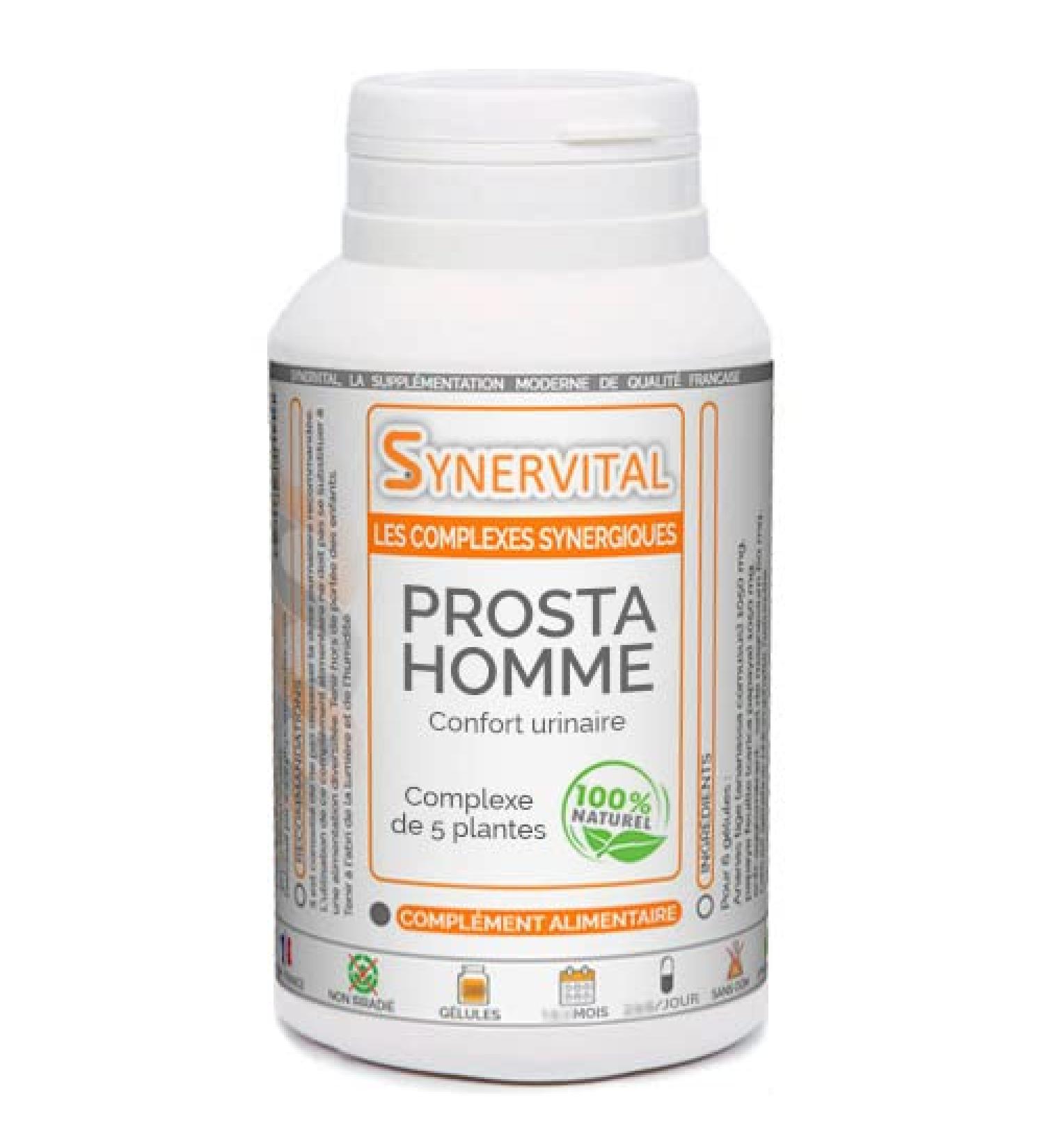 Prosta Homme Synervital 120 Capsules of 300 mg Plant Complex for Prostate Urinary Comfort Sabal Squash Epilobe Pygeum Nettle Food Supplement Made in France - Buy Online on GoSupps.com