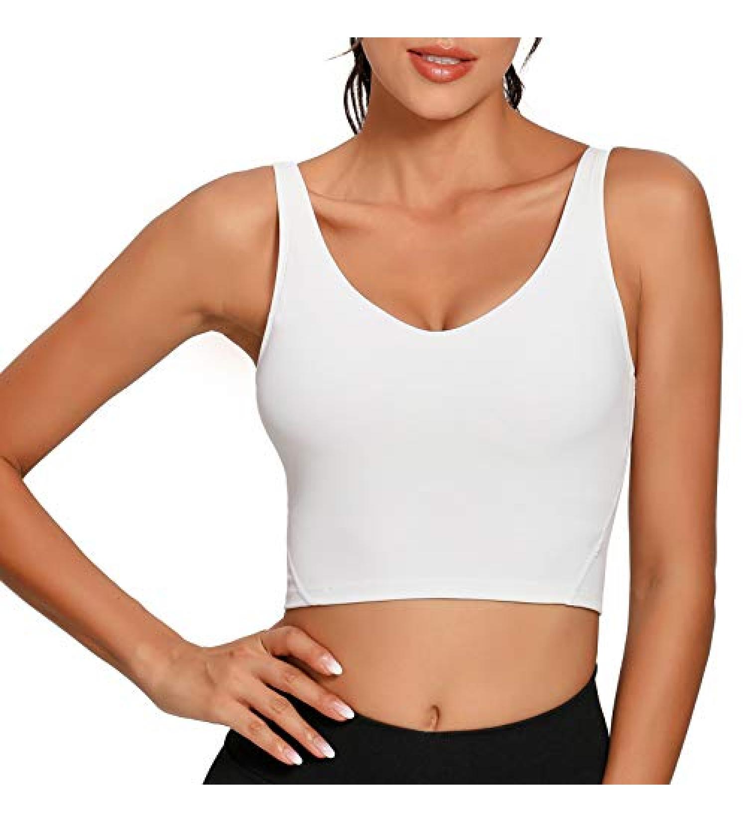 Lemedy Women's White Longline Sports Bra Crop Top for Workout & Yoga - Buy Online on GoSupps.com