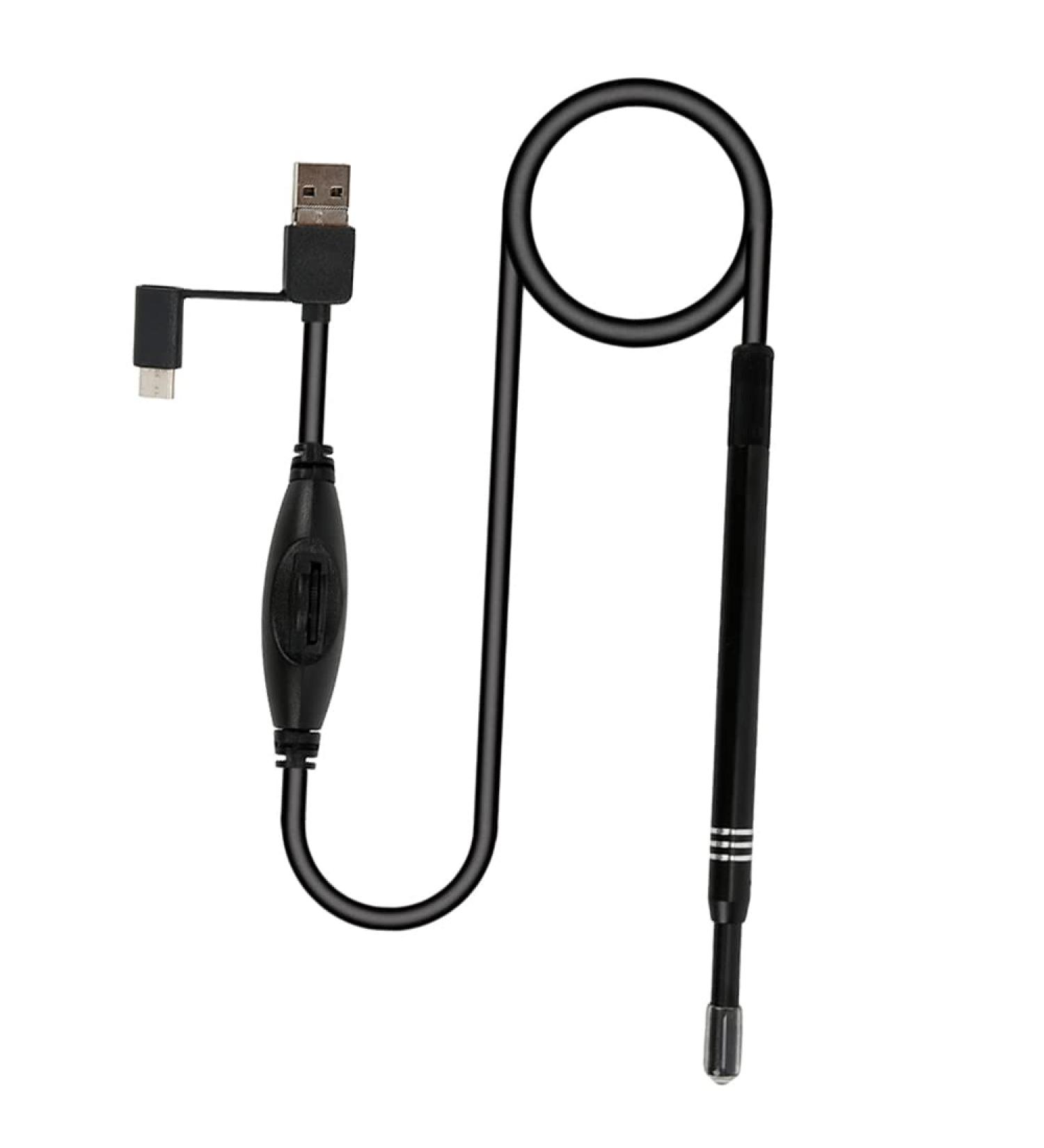 Ear -wax -removal tool 5.5 -mm -ear -endoscope 3 in 1 USB HD Visual endoscope -ear -cleaner IP65 waterproof ear spoon camera earwax removal endoscope ear cleaning tool with Kam Black
