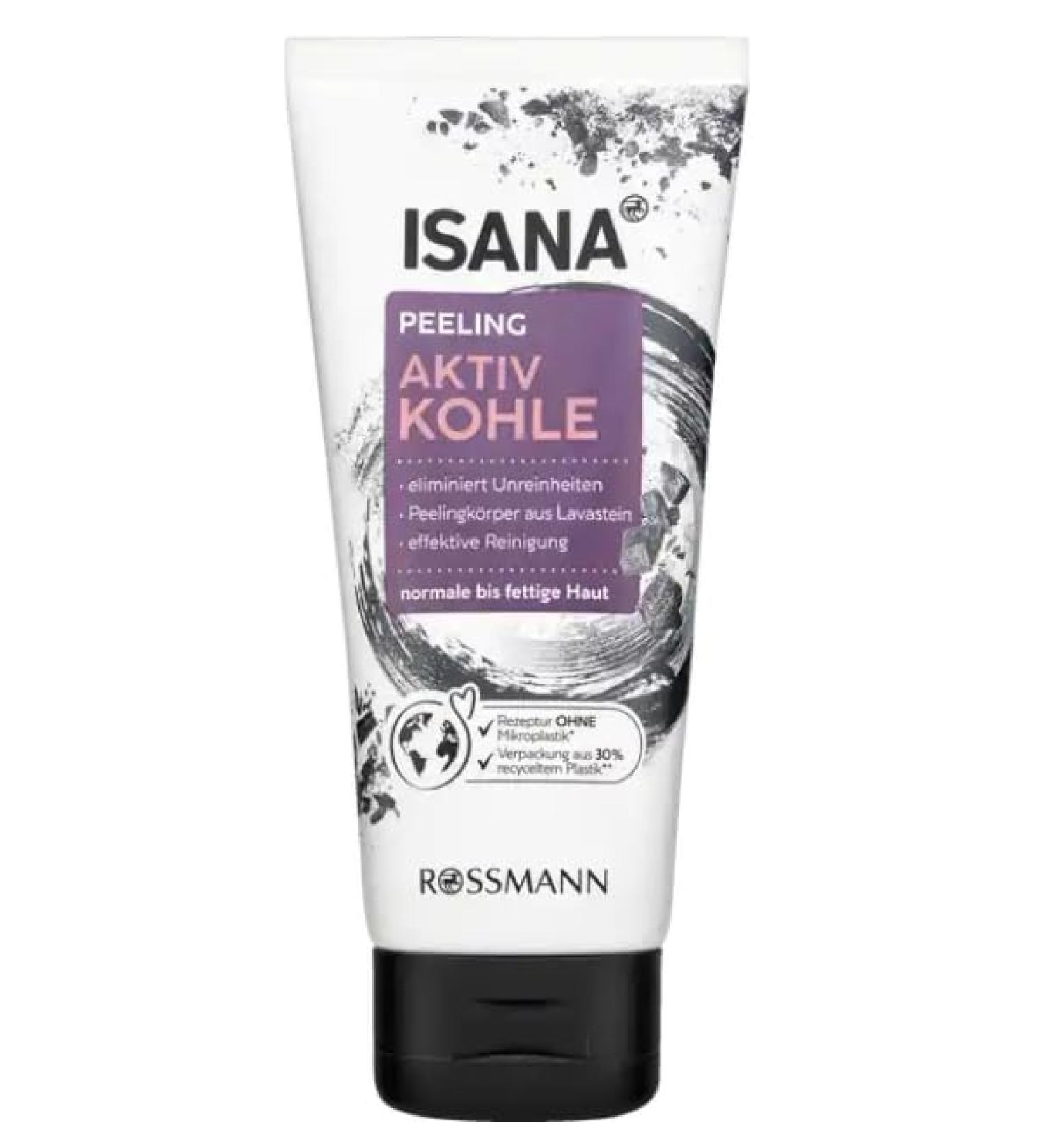 ISANA Active Charcoal Peeling Gel 75ml | Natural Peeling for All Skin Types | Apricot Extract & Pro-Vitamin B5 - Buy Online on GoSupps.com