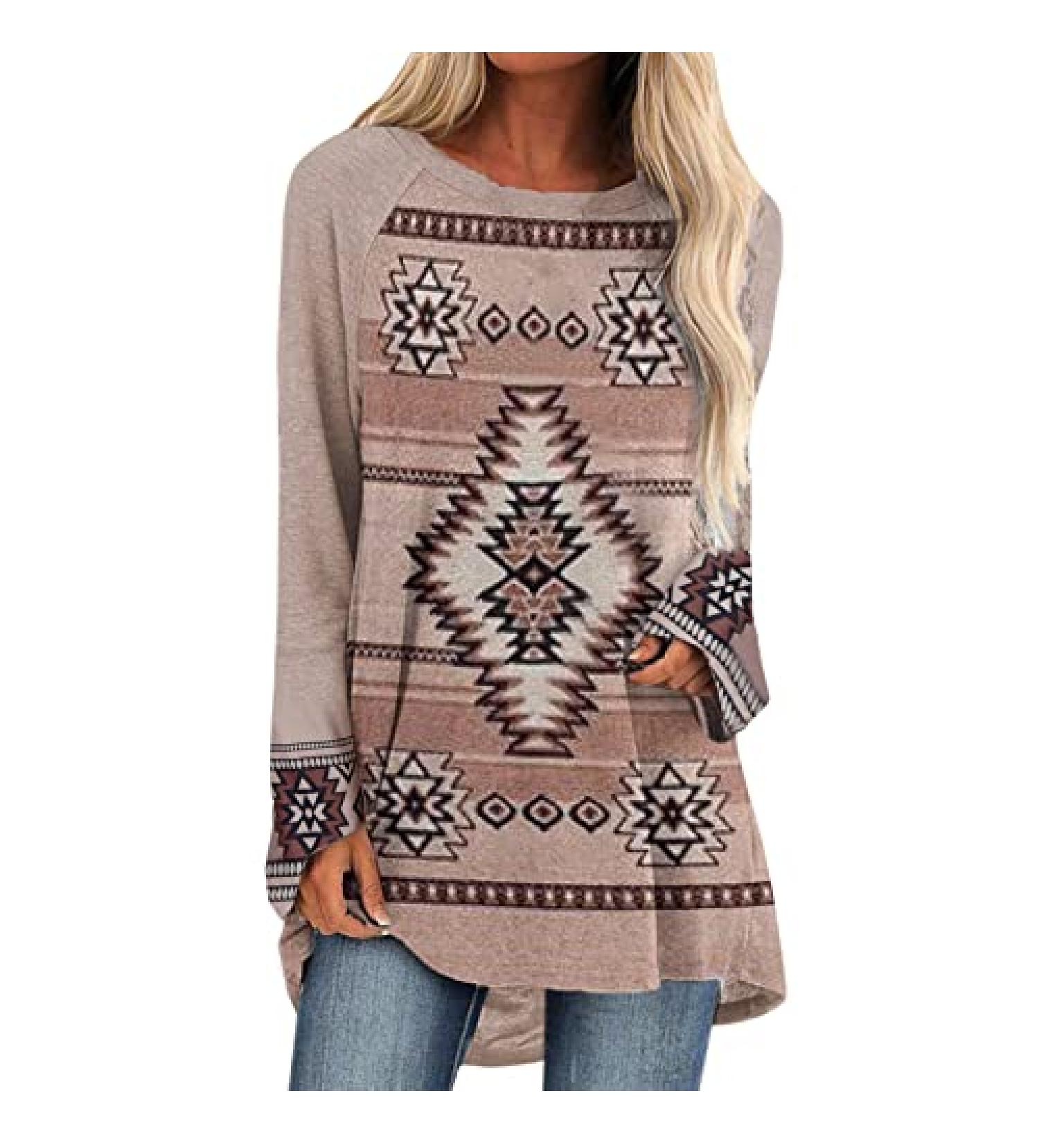 Winter Fashion Warm Print Long-Sleeve Sweatshirt - Khaki XX-Large | 2022 Women's Casual Blouse Pullover - Buy Online on GoSupps.com