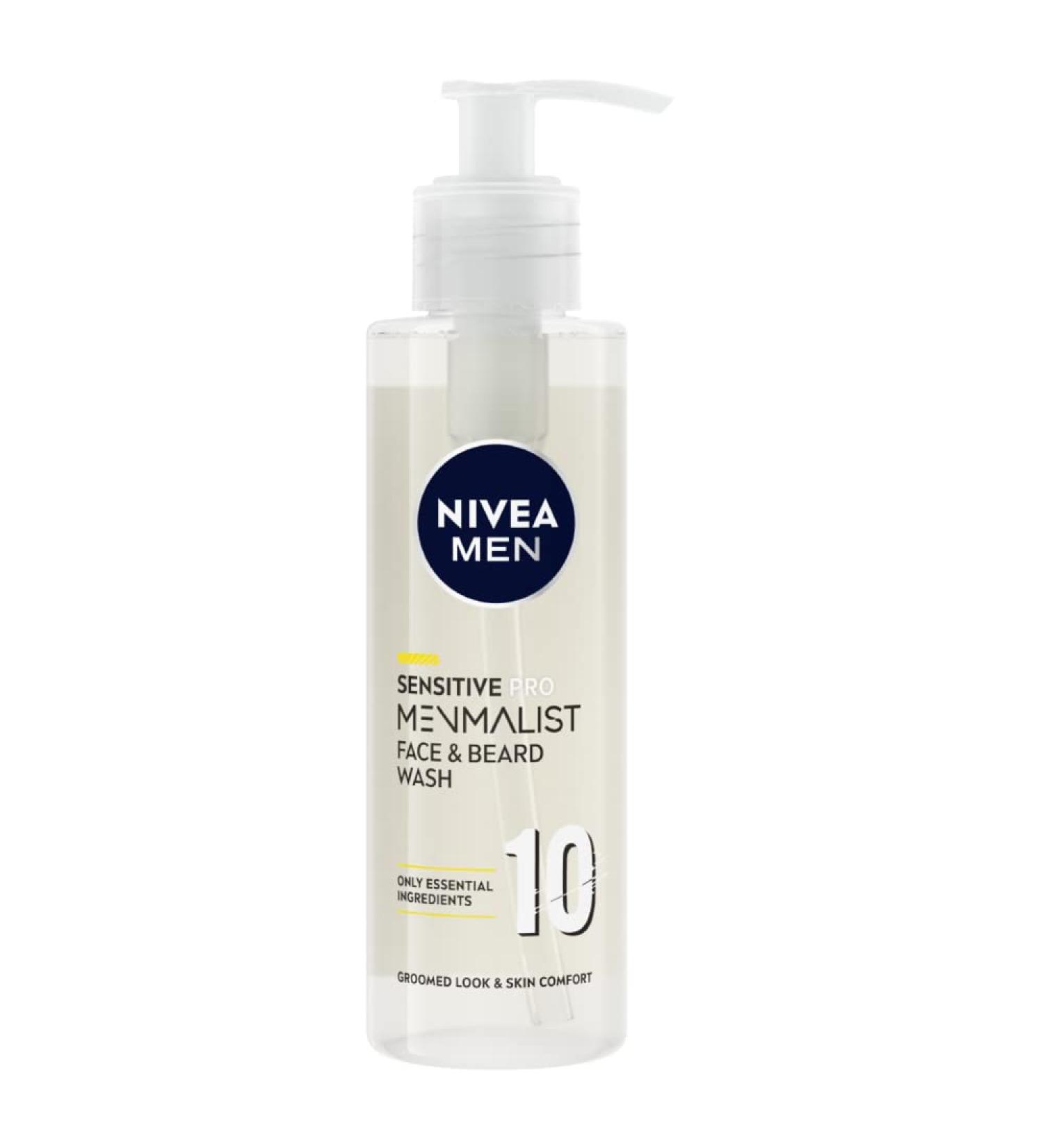 Nivea Men Sensitive Pro Menmalist Face and Beard Wash - Gentle Cleansing Formula with 10 Essential Ingredients - 200 ml - Buy Online on GoSupps.com