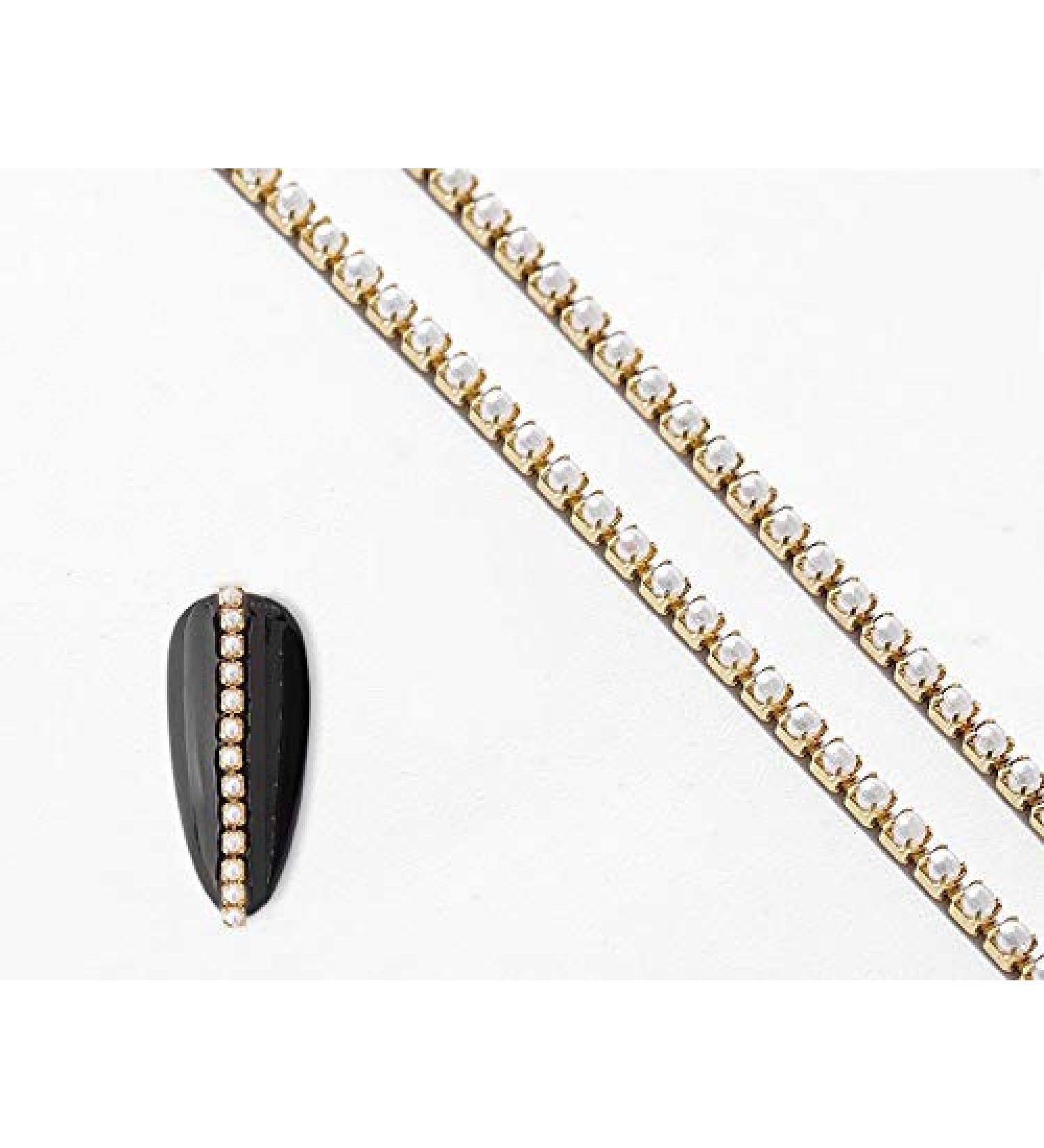25cm Nail Art Metal Pearl Chain - Glitter Accessories for DIY Manicure | Gold & Silver Nail Decoration - Buy Online on GoSupps.com