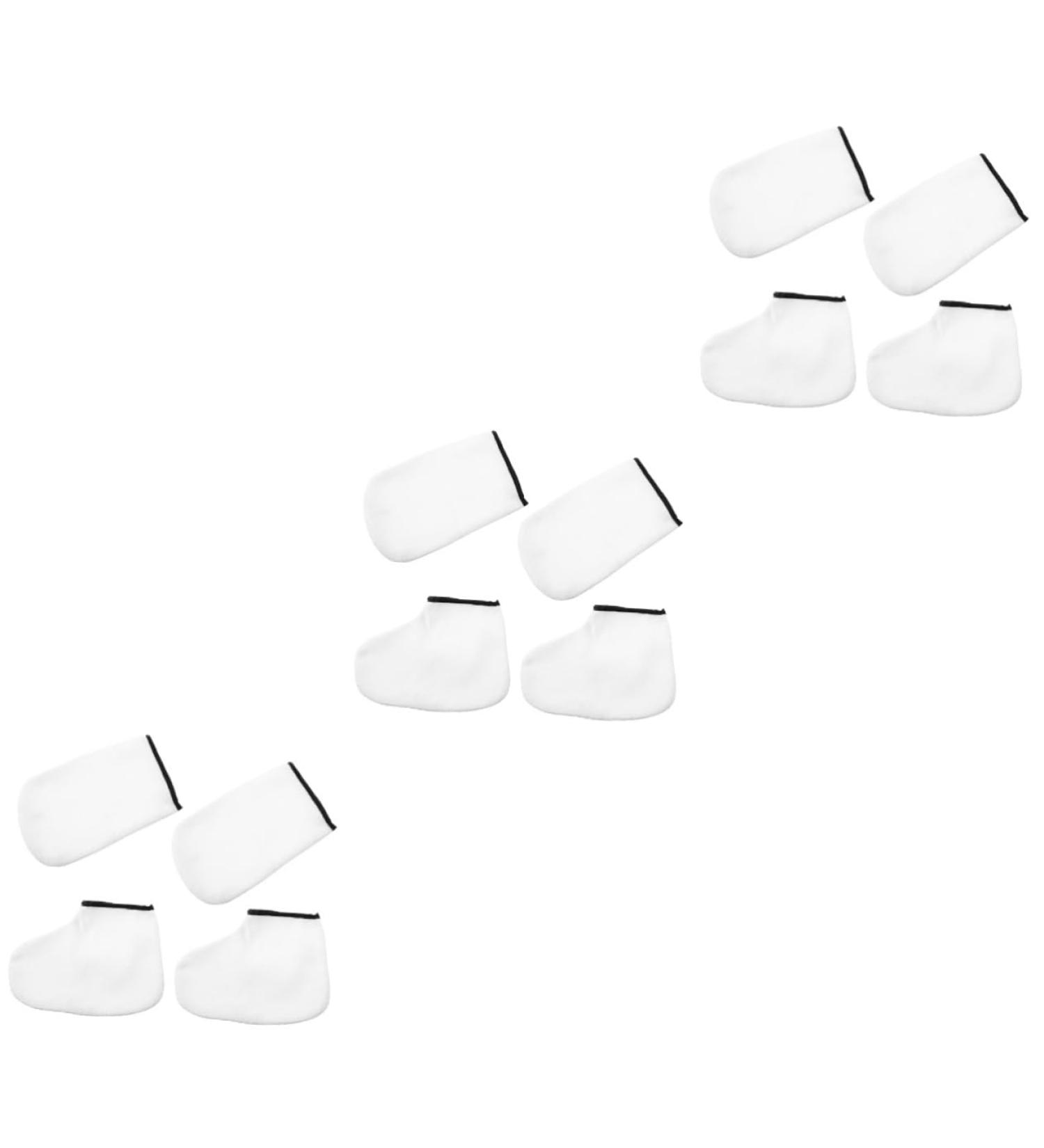 minkissy 6 Pairs Hand and Foot Mask Paraffin Wax Bath Gloves Wax Liner for Hands Wax Socks Wax Tools Foot Covers Manicure Gloves Foot Spa Covers Thicken Sock Cover Knitted Fabric White - Buy Online on GoSupps.com