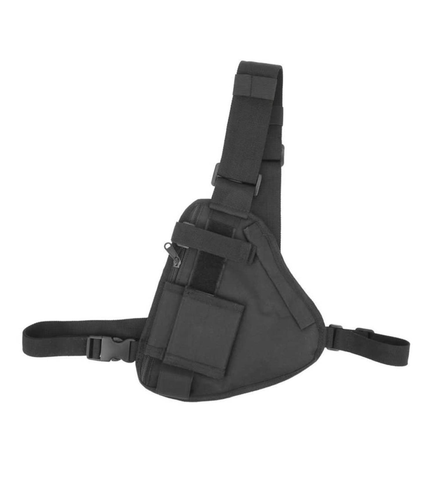 1PC Radio Chest Bag Walkie Talkie Holder Vest Men Waist Front Bag for Camping Hiking Black - Buy Online on GoSupps.com