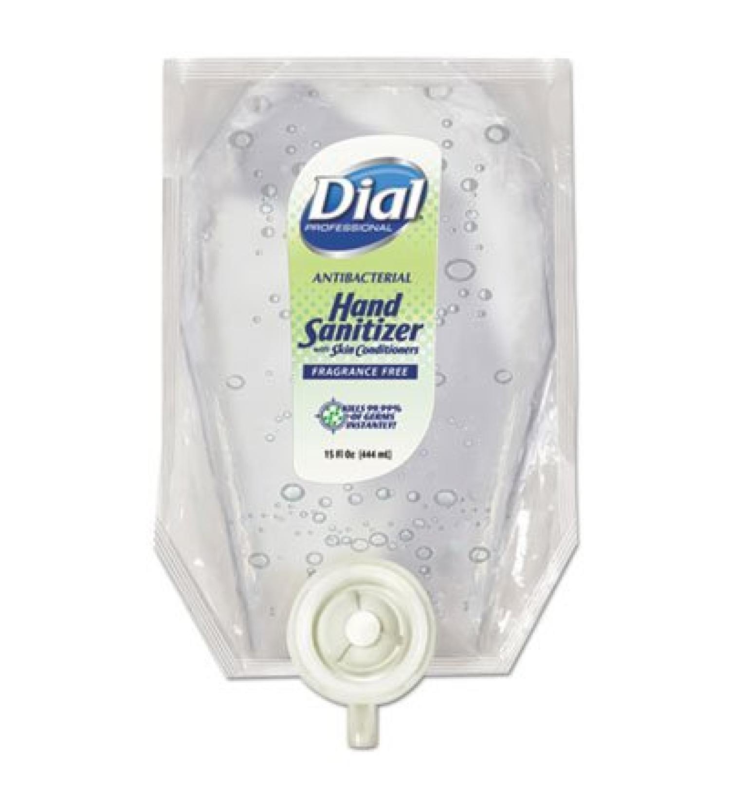 Dial 12258CT Eco-Smart Gel Hand Sanitizer Refill Fragrance-Free 15 oz Refill 6/Carton