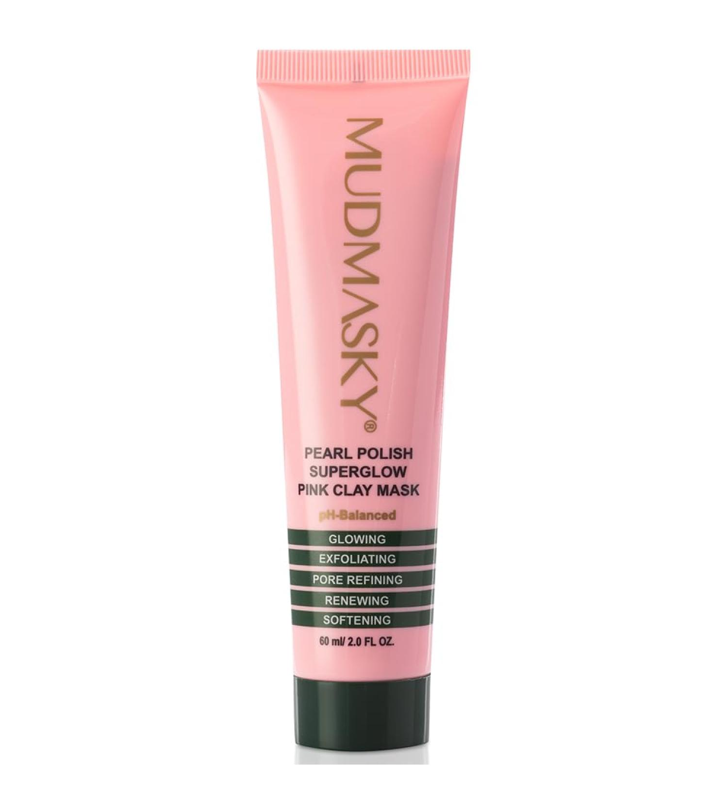 MUDMASKY Pearl Polish Superglow Pink Clay Mask - Premium Australian Pink Clay Fragrance-Free Safe for Sensitive Skin - 2.0 OZ - Buy Online on GoSupps.com