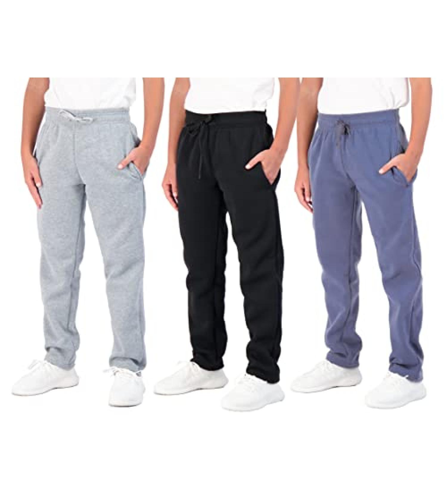 Real Essentials Boys' Tech Fleece Sweatpants 3-Pack - Medium with Pockets - Buy Online on GoSupps.com