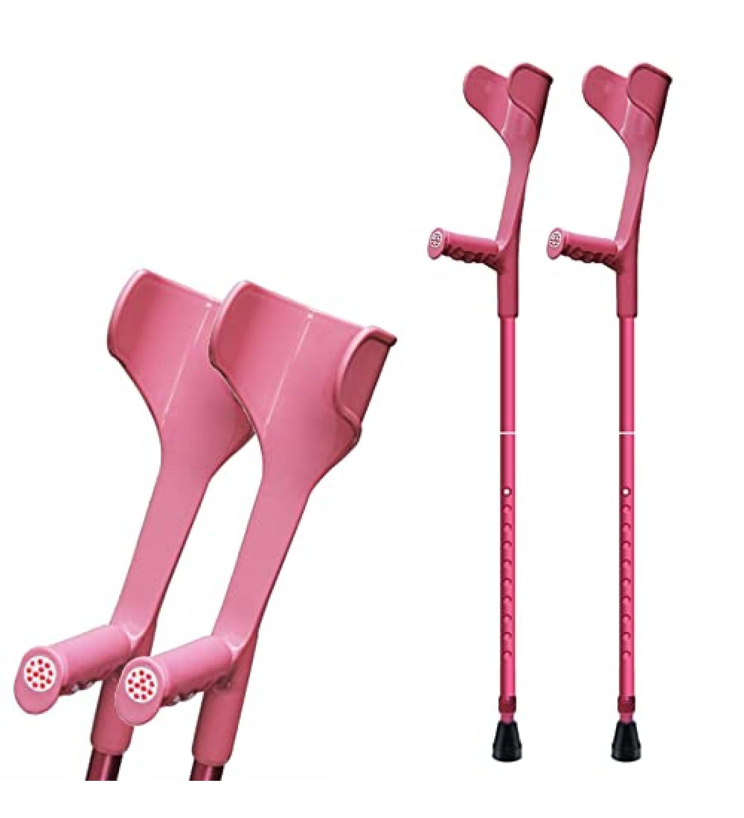 Adjustable Forearm Crutches Portable Folding Crutches with Open Cuff Lightweight Aluminum Alloy Walking Sticks for Adults Black/Pink/Blue - Buy Online on GoSupps.com