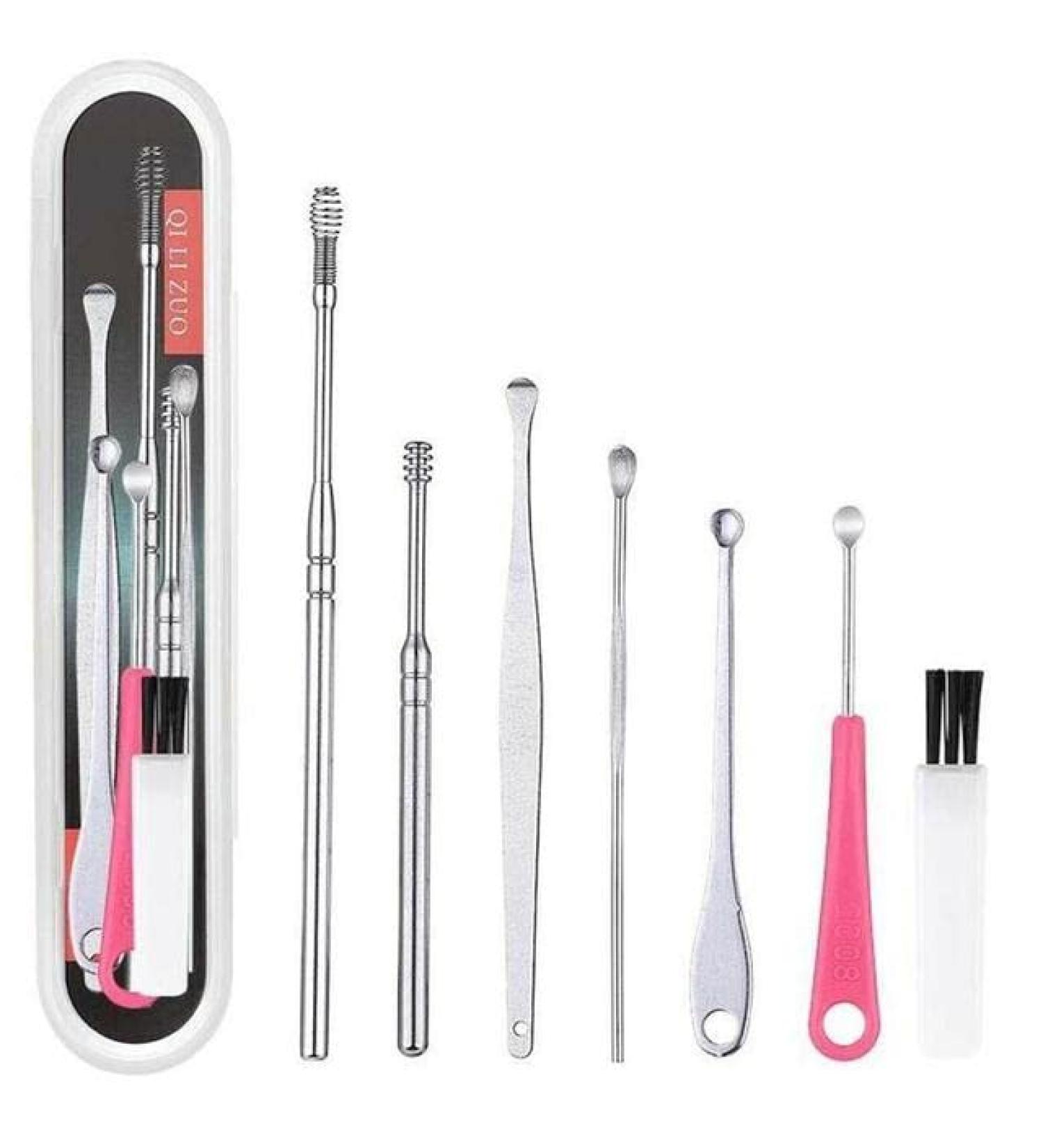 7pcs/Set Steel Ear Wax Removal Tools Kit - Earpick Wax Pickers for Ear Cleaning (Color as Shown) - Buy Online on GoSupps.com