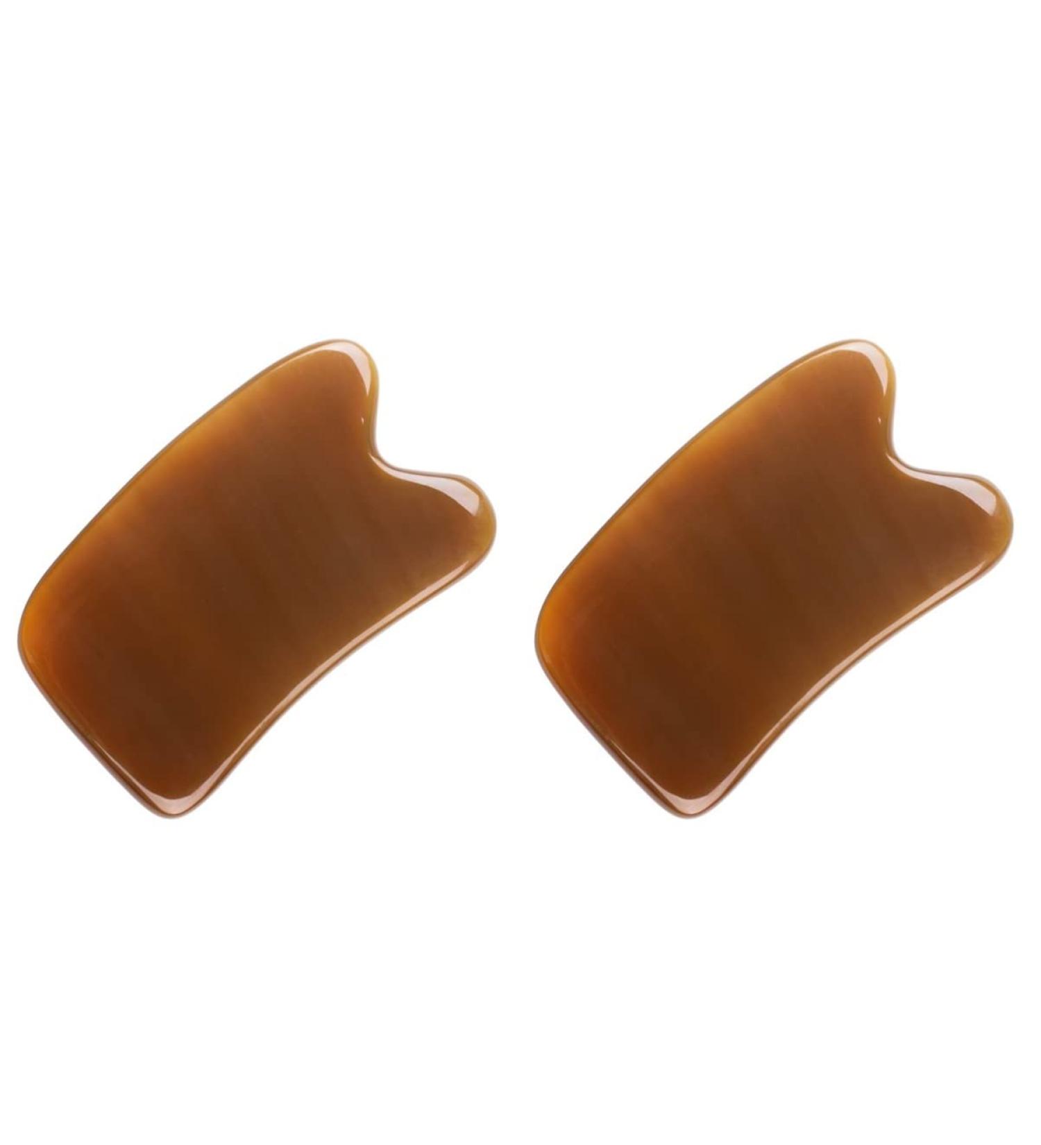 FRCOLOR 2 Pcs Body Gua Sha Tablets - Yak Horn Scraping Massage Tools for Back & Limbs - Acupuncture Board Gua Sha Board 10x6cm - Buy Online on GoSupps.com