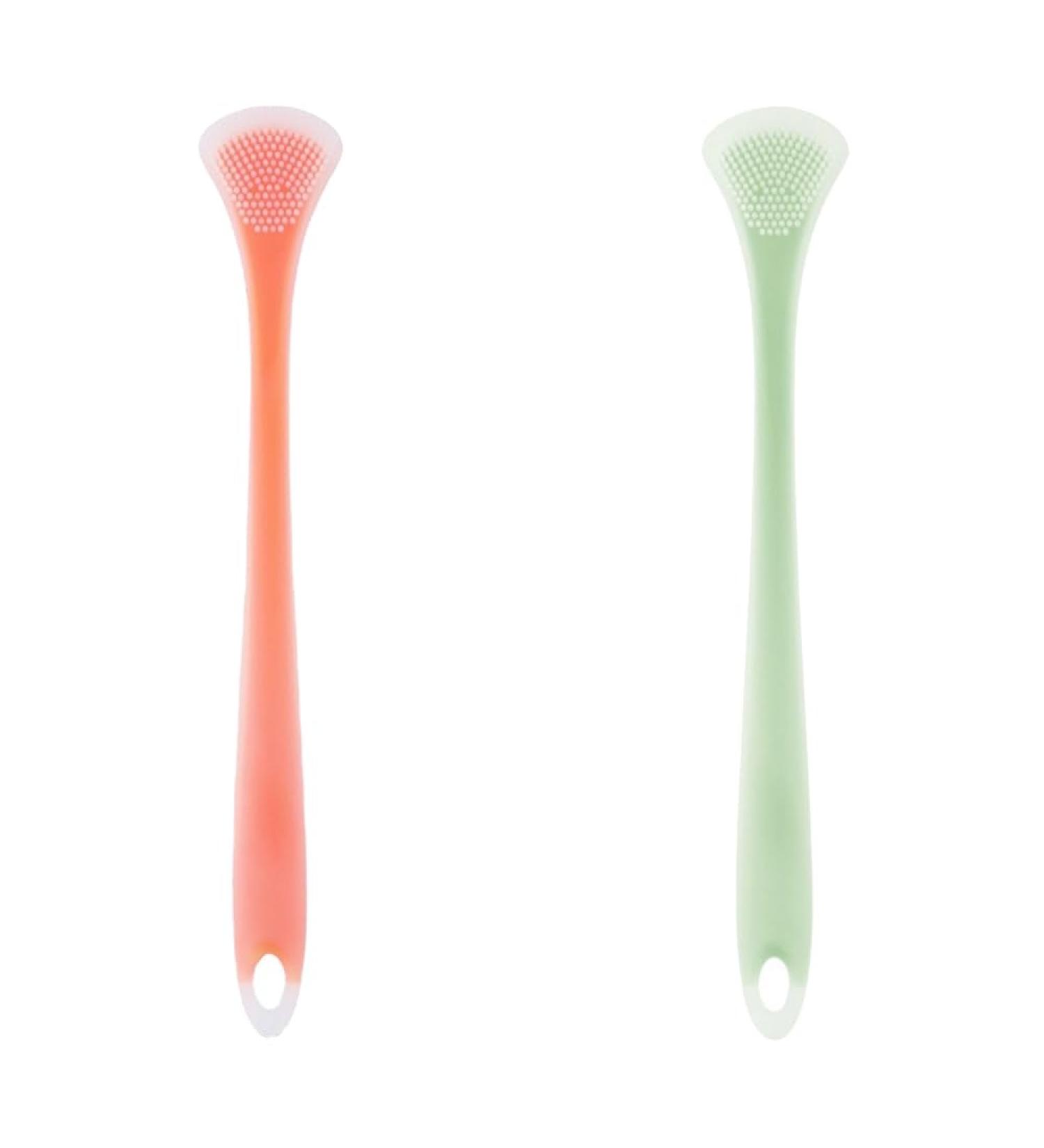 Dcniyt Tongue Scrapers - Soft Silicone Head Portable Non-Slip Tongue Cleaners for Fresh Breath (Orange & Green) | Gentle Oral Care - Buy Online on GoSupps.com