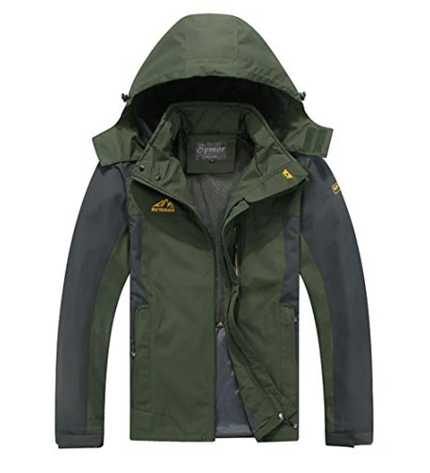 Spmor Men's Outdoor Sports Hooded Waterproof Rain Coat - Army Green | Medium - Buy Online on GoSupps.com
