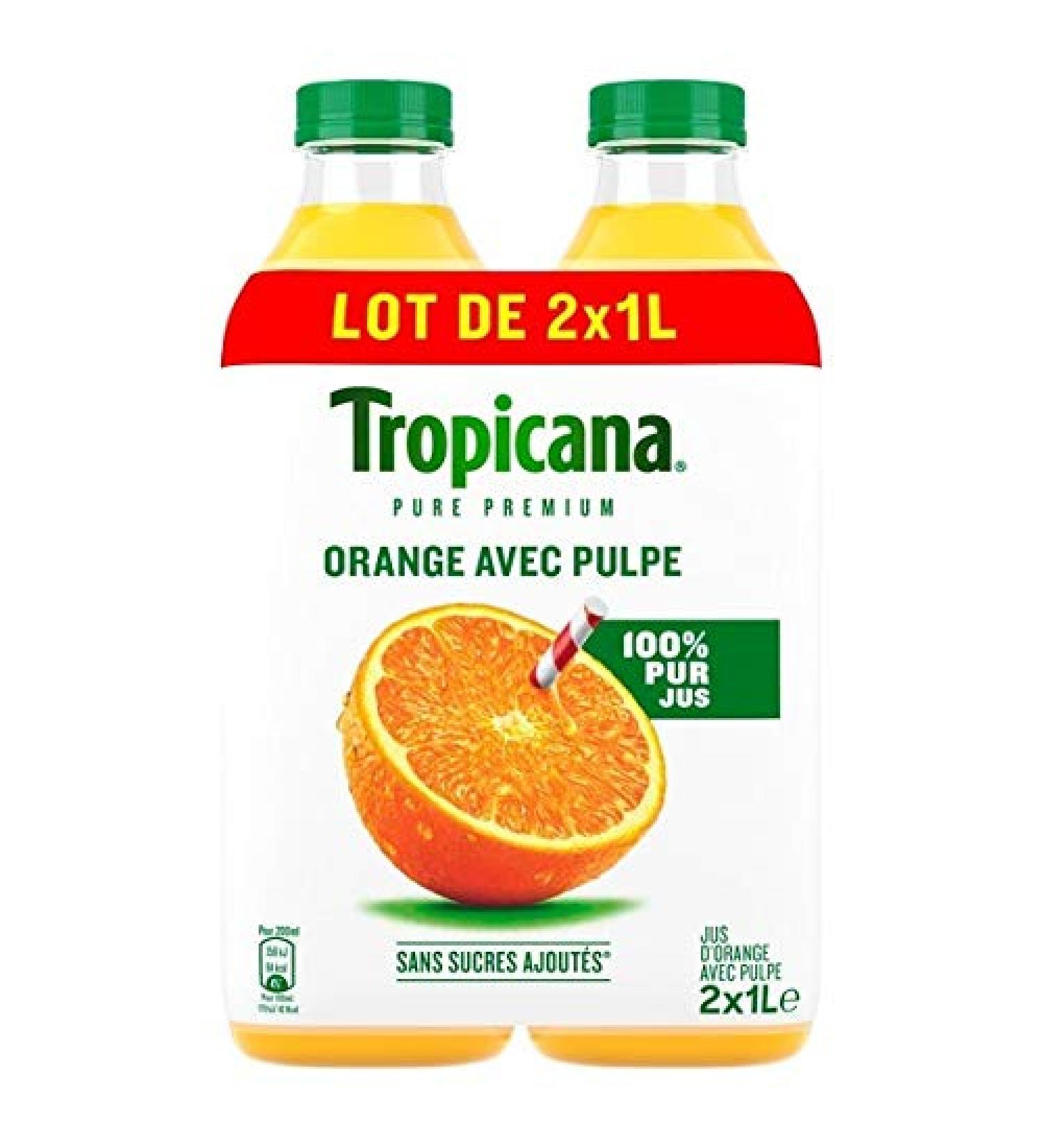 Tropicana Orange Juice with Pulp - 2 x 1L Bottles