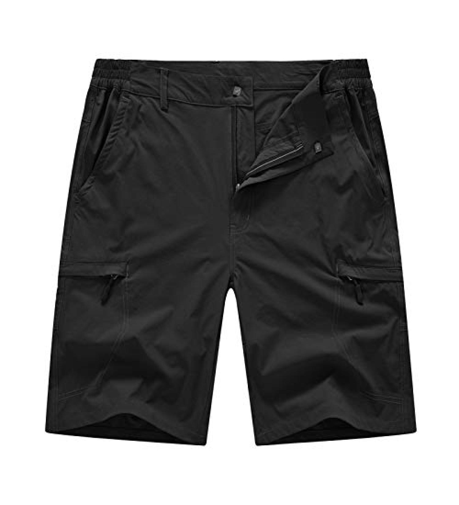 BASUDAM Men's Cargo Hiking Shorts - Quick Dry Stretch Work Shorts | 6 Pockets, Lightweight for Camping & Travel - Black 36 - Buy Online on GoSupps.com