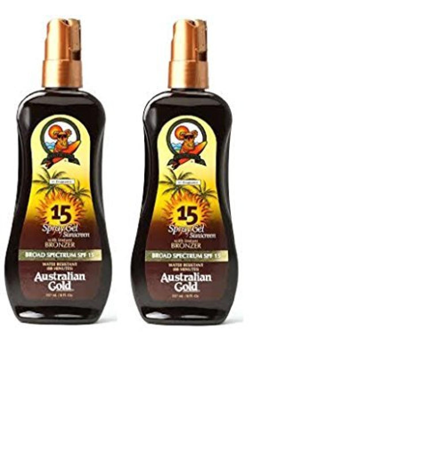 Australian Gold SPF 15 Sunscreen Spray Gel with Instant Bronzer 8 Ounce (2 Pack) 8 Fl Oz (Pack of 2)