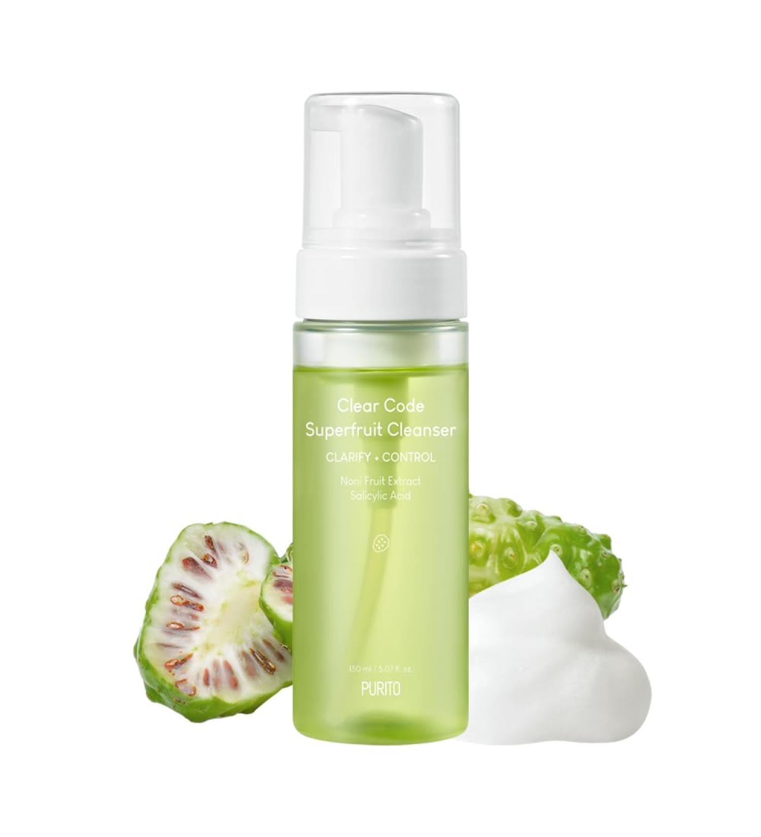 PURITO Clear Code Superfruit Cleanser 150ml - Vegan Non-Irritating Korean Skincare for Sensitive Skin with Noni Extract - Shop Internationally - Buy Online on GoSupps.com