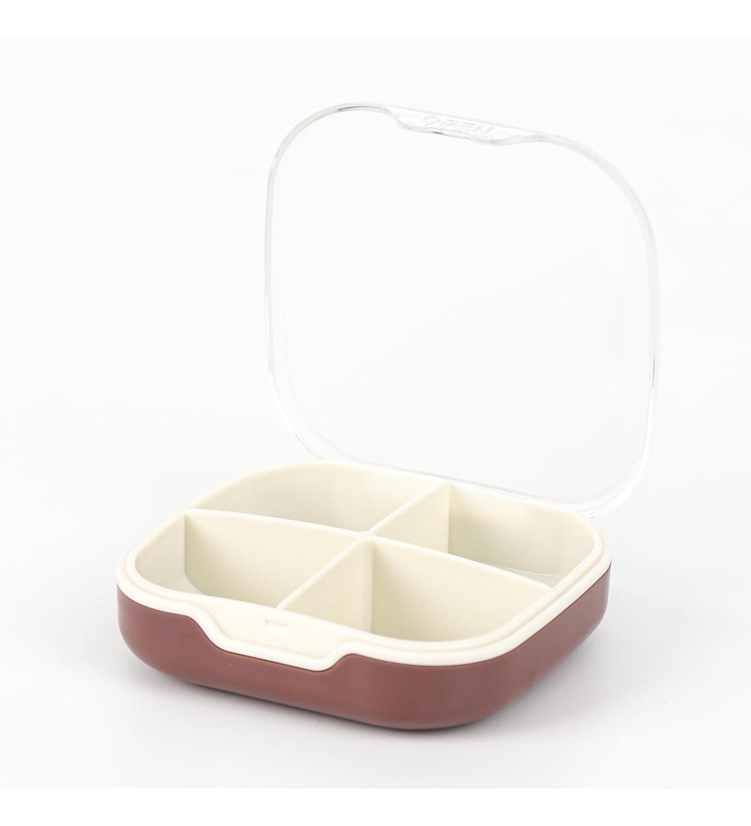 Portable Small Pill Box - Travel 4 Compartment Daily Organizer for Medicines Vitamins & Fish Oil (Purple - Buy Online on GoSupps.com
