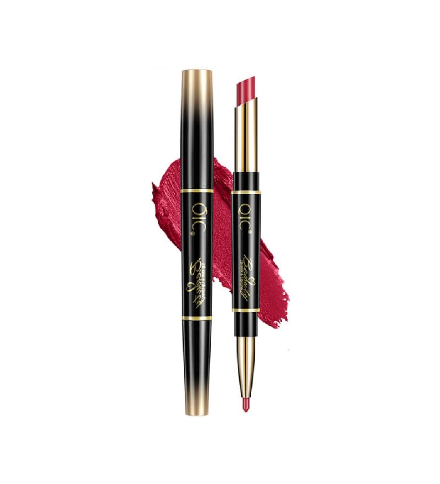 QIC Dual-Ended Lipstick & Liner Pen - Rose Red | Long-Wearing Everyday Glam | 14 Shade Collection - Buy Online on GoSupps.com