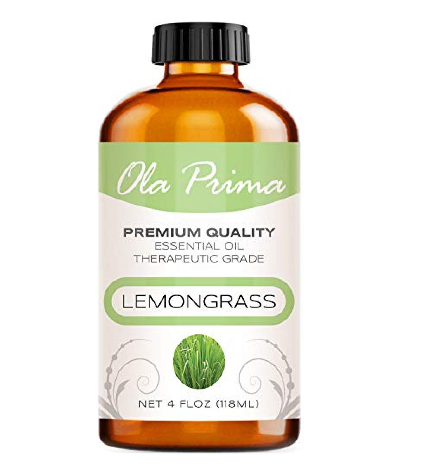 Ola Prima Lemongrass Essential Oil 4oz - Pure 4 Fluid Ounces Lemongrass Oil - Buy Online on GoSupps.com