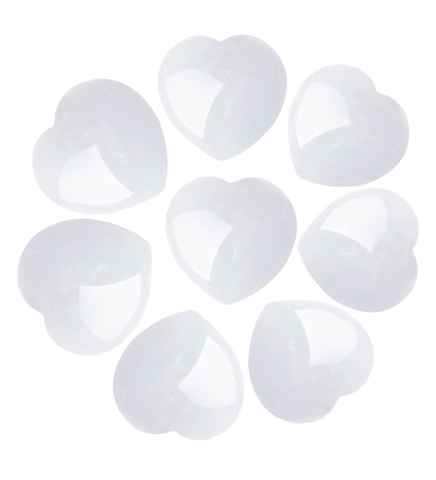 Xiannvxi 5pcs Clear Quartz Crystal Heart Stones - Healing Gemstones for Love Meditation & Reiki | Natural Palm Bag - Buy Online on GoSupps.com