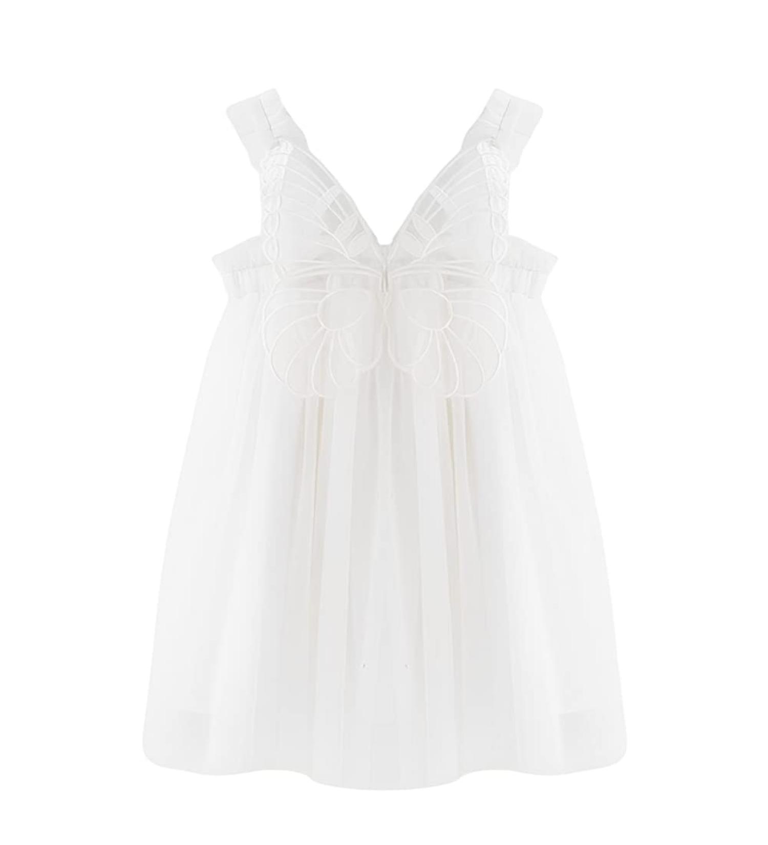 PythJooh Baby Girl Tulle Dress with Butterfly Wings | Sleeveless Tutu Princess Dress for Toddlers | Daisy Stars Sundress (6-9 Months, White) - Buy Online on GoSupps.com