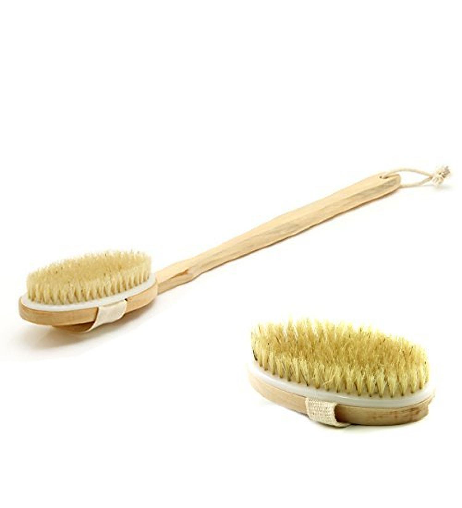 Bath & Relax New Bath Body Brush Back Scrubber Natural Bristles For Shower Exfoliating  Cleansing  Dry or Wet Skin Brushing with Long Handle Wooden - Back Shower Skin Brush. For Men and Women
