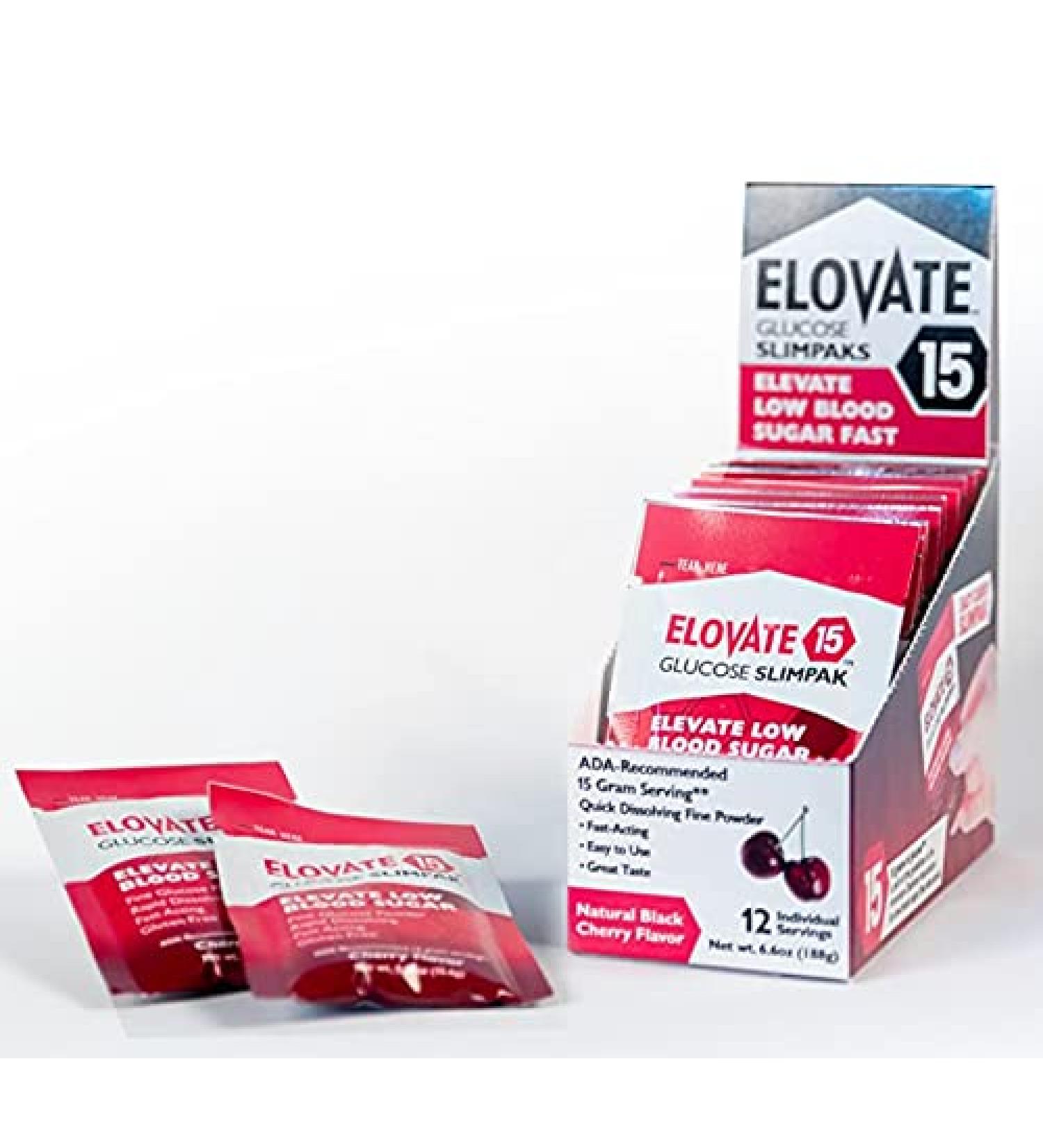 Elovate15 Glucose Powder Slimpaks 15.5g - New Dispenser 12 Pack - Fast Dissolve All Natural for Hypoglycemia Recovery - Substitute for Gels/Tablets - 1 Million+ Rescues - Buy Online on GoSupps.com