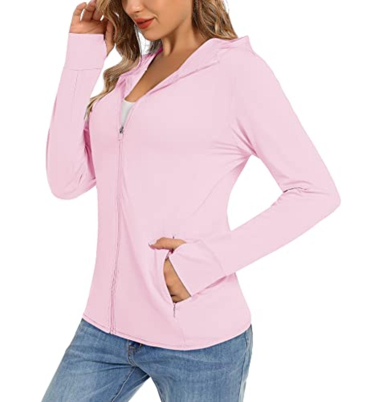 TACVASEN Women's UPF 50+ Sun Protection Hoodie Jacket with Pockets - Light Pink, Small - Buy Online on GoSupps.com