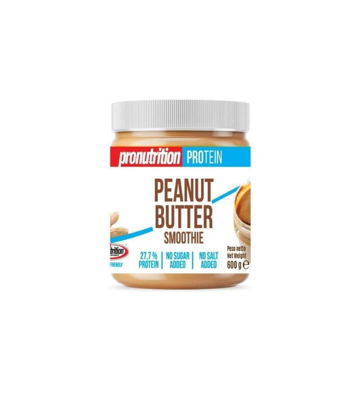 PRONUTRITION Pronutrition Smooth Peanut Butter 600g - Smooth spreadable peanut butter made from 100% natural peanuts rich in fiber and a source of protein vegetarian and vegan. (1)