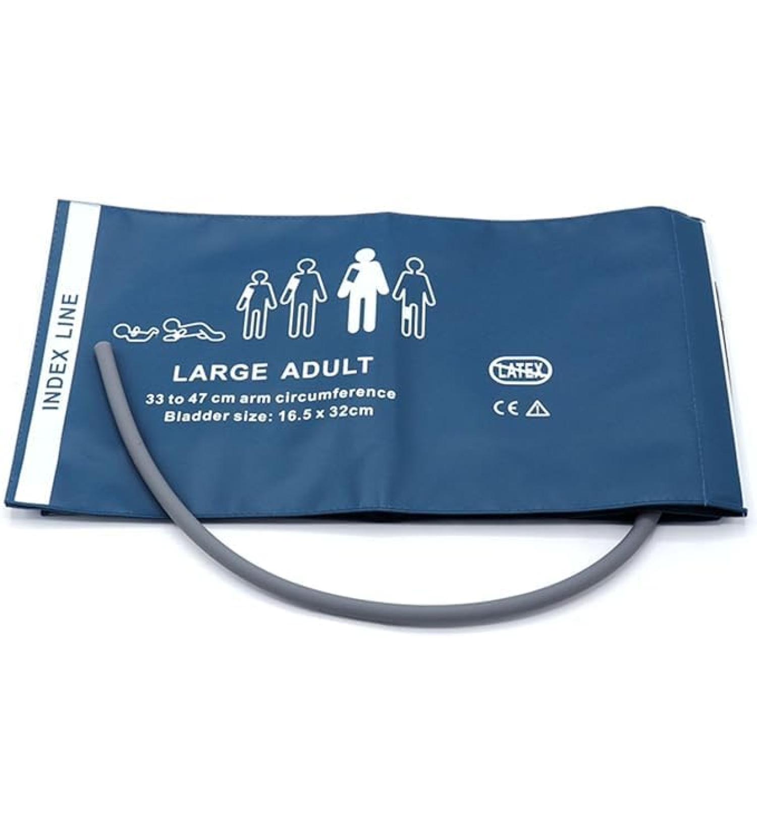 Universal NIBP Cuff for LargeAdult 33-47 cm Single Tube Reusable PU Replacement Blood Pressure Cuff No Connector Large Adult Blue Pu+single L Tube - Buy Online on GoSupps.com