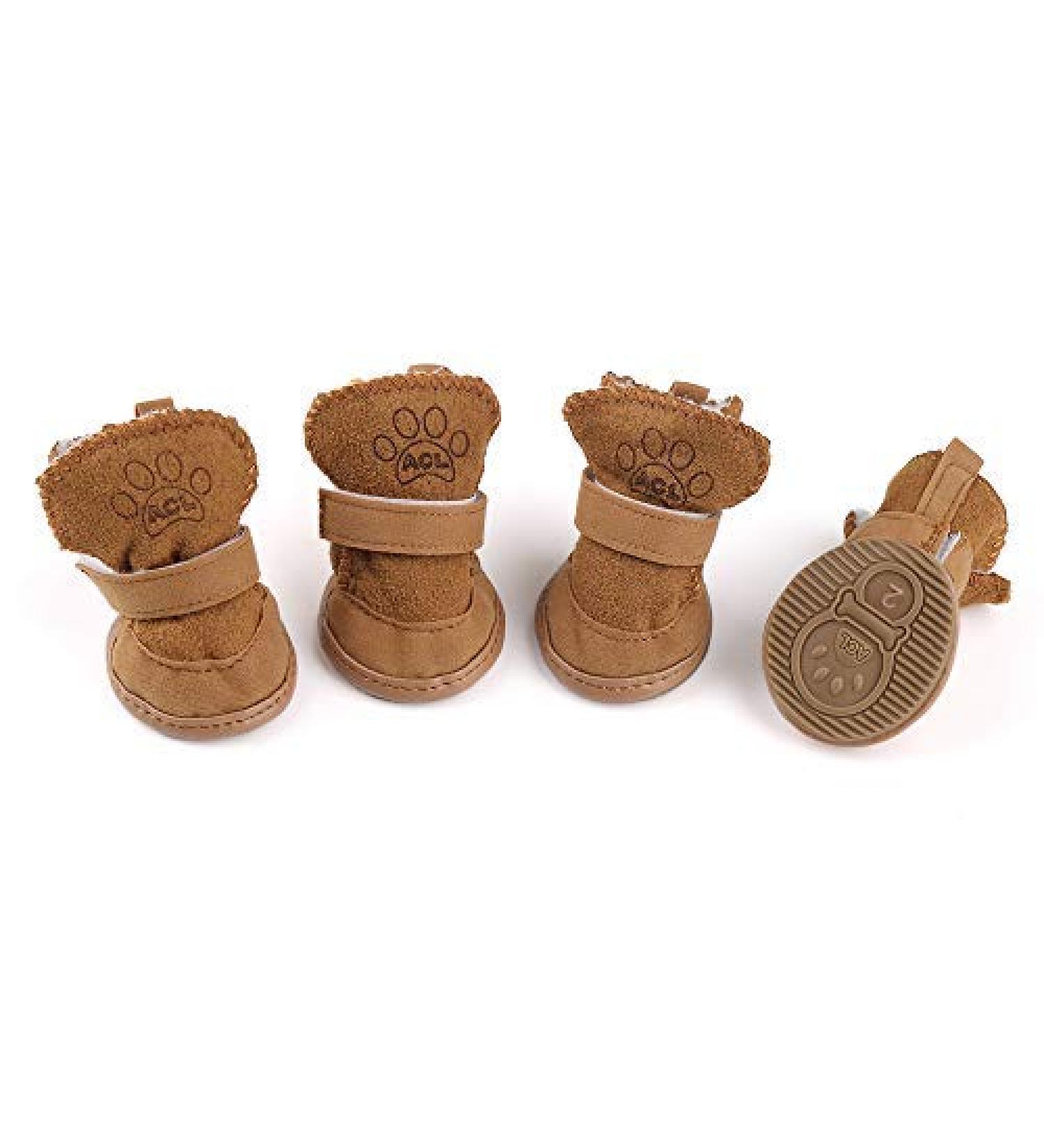 URBEST Dog Shoes 4Pcs with Hook Loop Closure for Chihuahua - Brown Boots - Buy Online on GoSupps.com