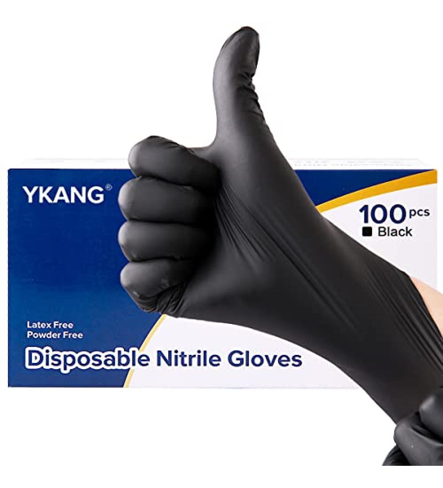 YKANG Black Disposable Nitrile Gloves - Latex Free, 100 PCS Exam Gloves for Food Prep, Cooking - Large Size - Buy Online on GoSupps.com