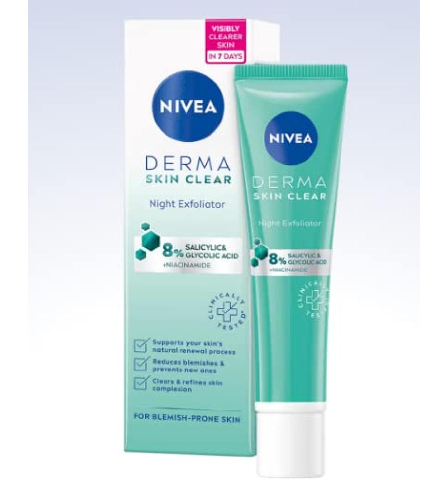 Nivea Derma Skin Clear Night Exfoliator 40ml - Best for Blemish-Prone Skin | International Shipping Available - Buy Online on GoSupps.com