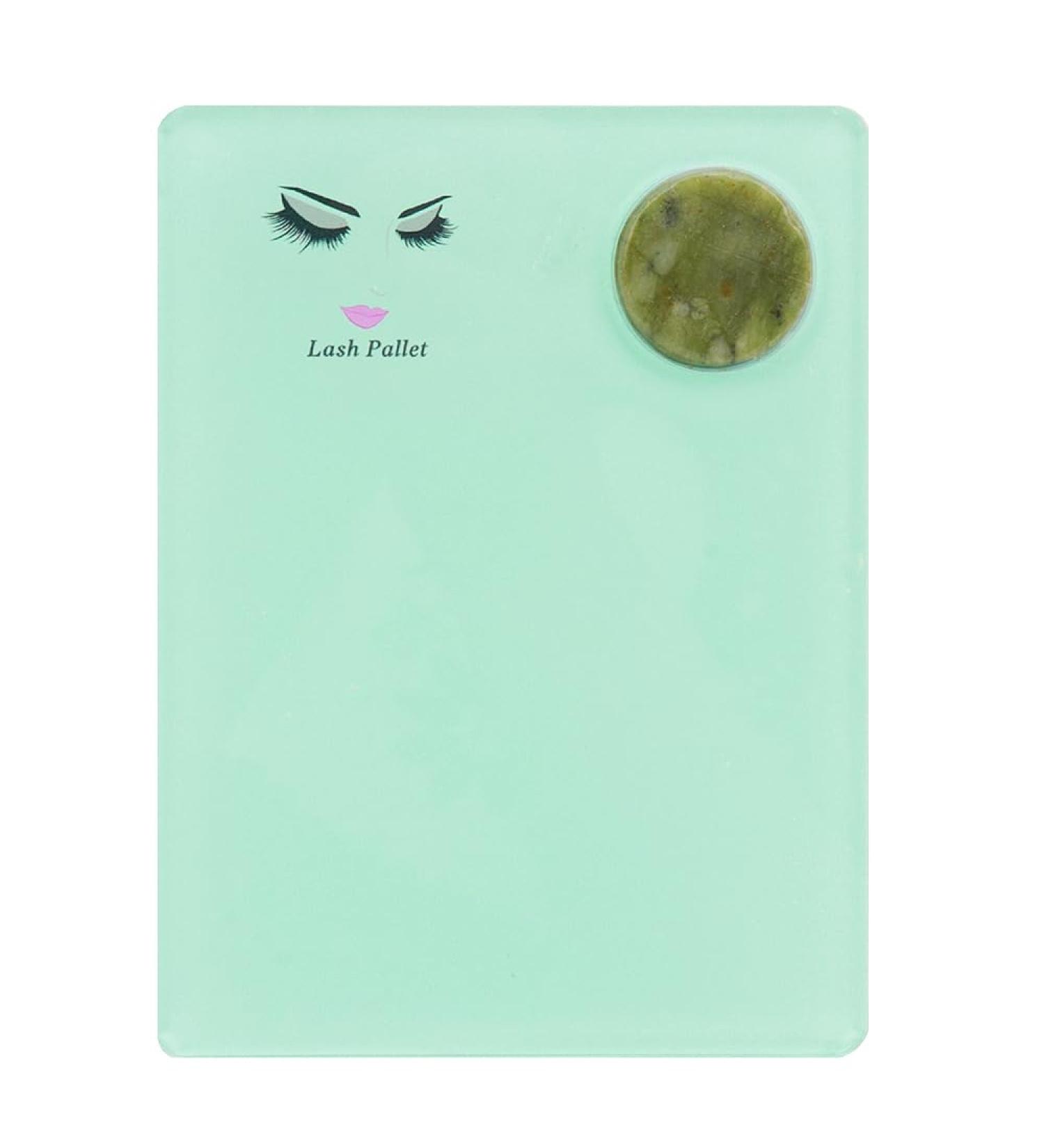 Eyelash Extension Pallet Holder Set - 2 in 1 Acrylic & Round Jade Stone Lash Grafting Tool Pad | Blue - International Shipping Available - Buy Online on GoSupps.com
