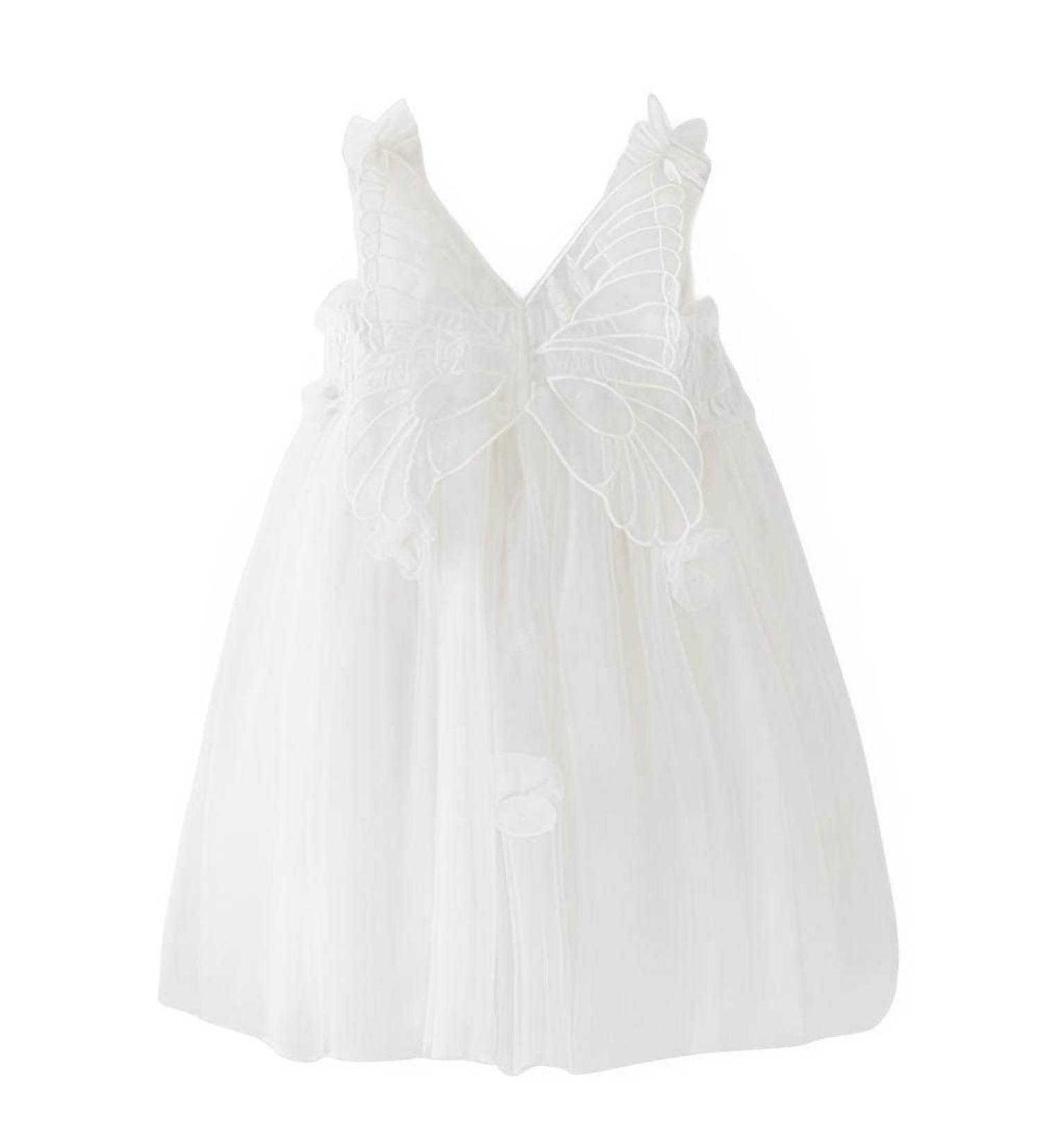 PythJooh Baby Girl Tulle Dress | Sleeveless Butterfly Wings Tutu Princess Dress | 18-24 Months | White - Buy Online on GoSupps.com