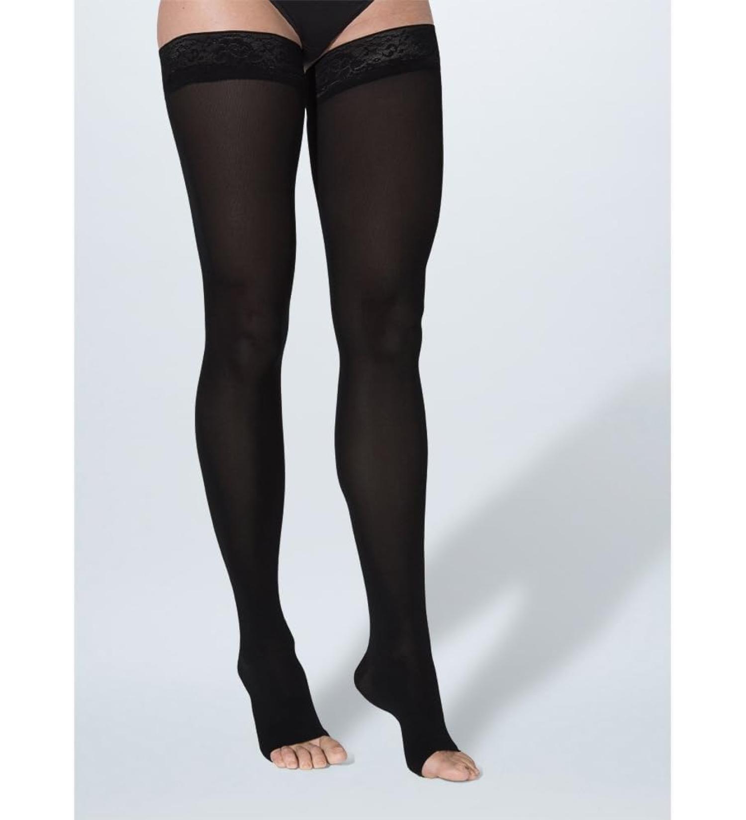 SIGVARIS Women’s Style Soft Opaque 840 Open Toe Thigh-Highs w/Grip Top 20-30mmHg - Chai - Medium Short Chai MS - Medium Short