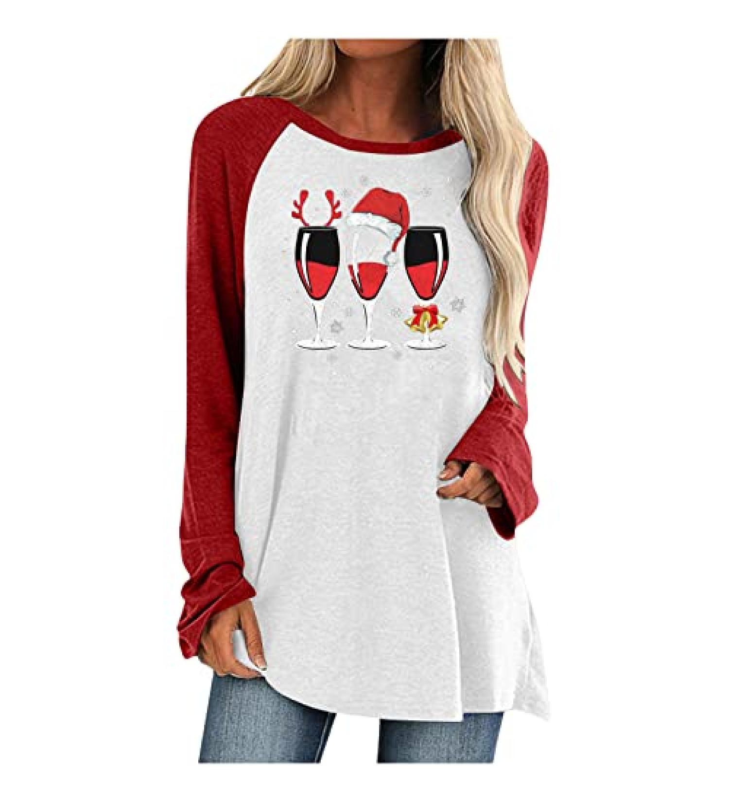 Christmas Plus Size Long Sleeve Tunic Top | Women's Cute Print Mini Dress | Black-2X-Large - Buy Online on GoSupps.com