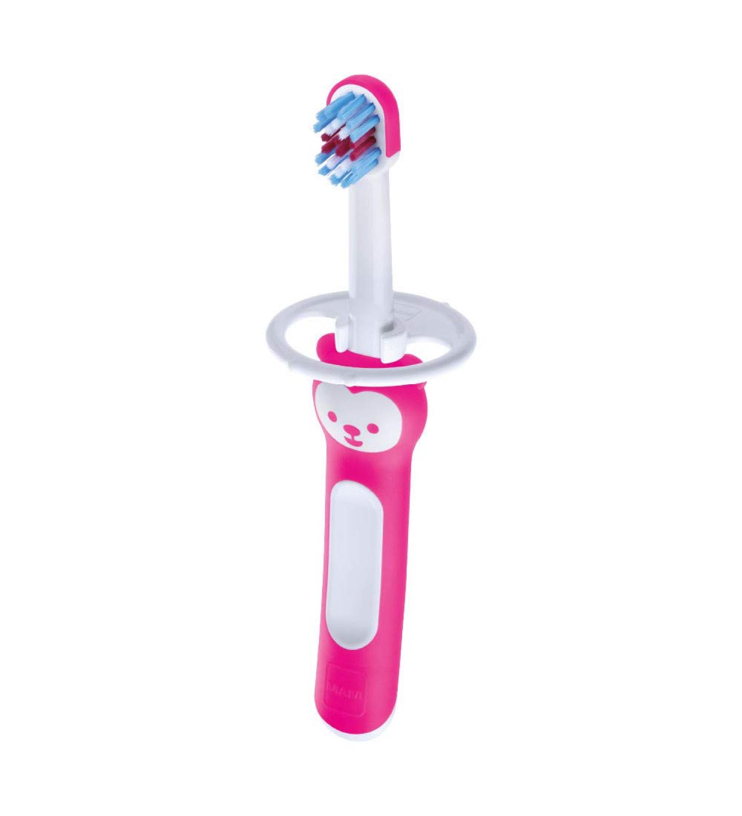 Mam Baby's Brush Toothbrush for Newborns - Safe Short Handle & Small Head Ideal for Milk Teeth (6+ Months) - Pink 1 Piece - Buy Online on GoSupps.com